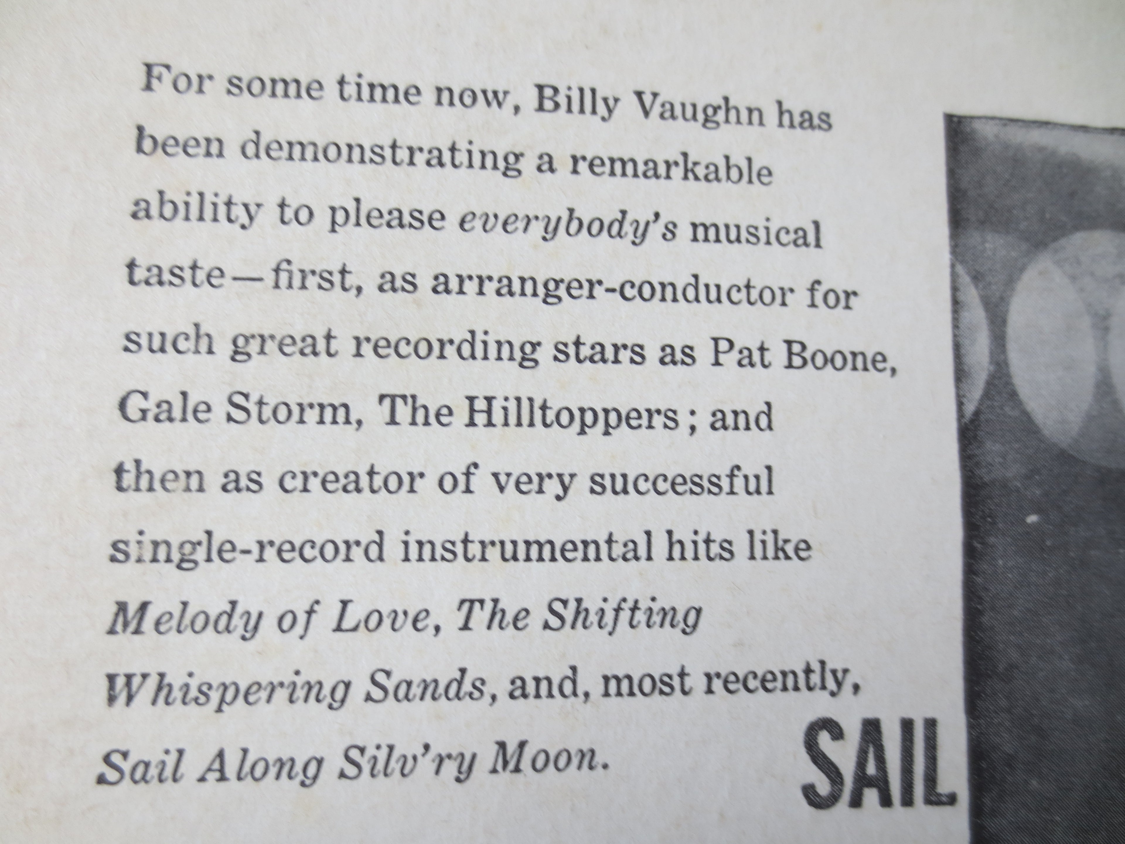 Billy Vaughn – Sail Along Silvery Moon (1958) Vinyl LP