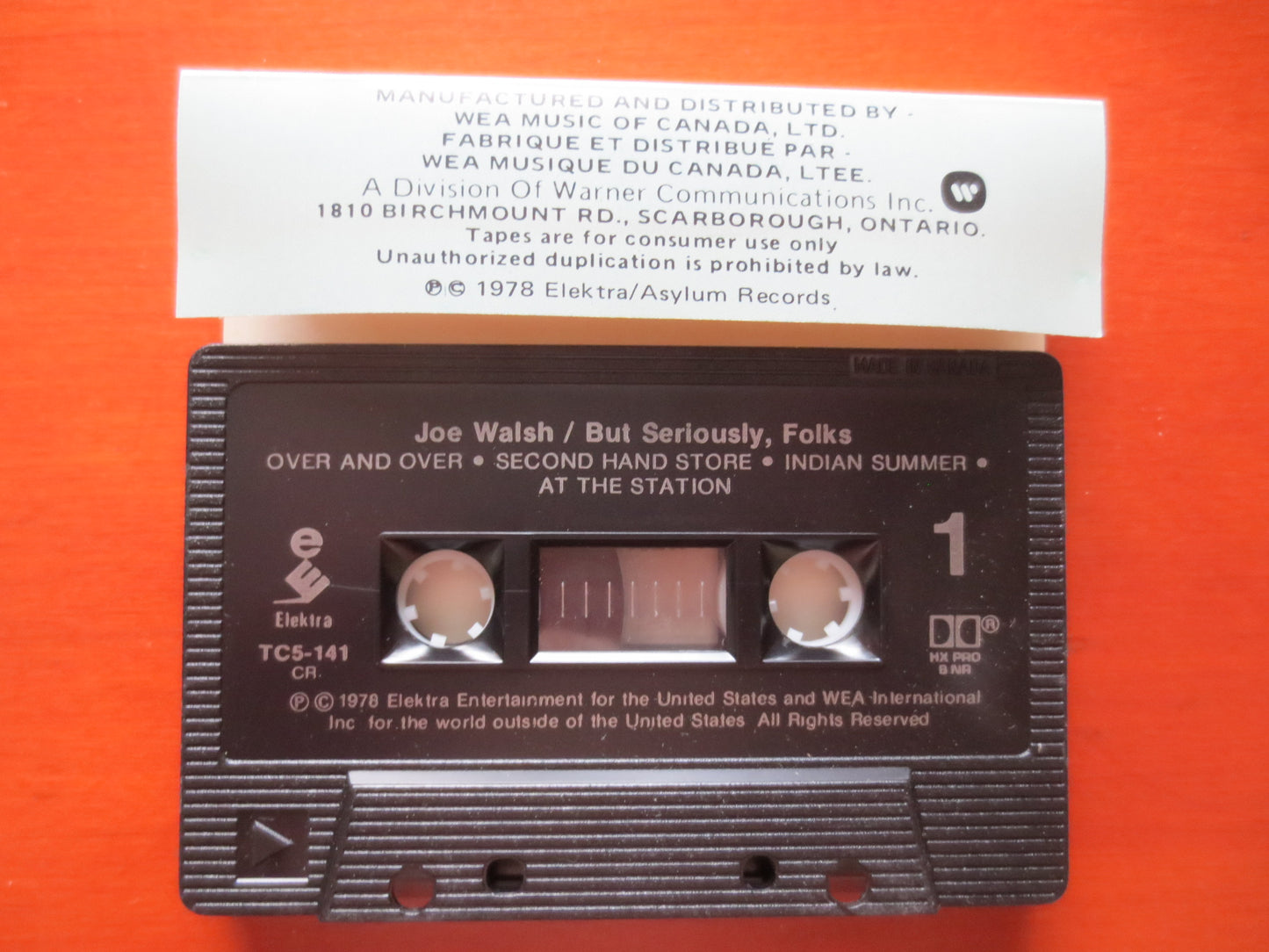 JOE WALSH Tape, SERIOUSLY Folks, Joe Walsh Album, Joe Walsh Music, Joe Walsh Song, Tape Cassette, Cassette, 1978 Cassette