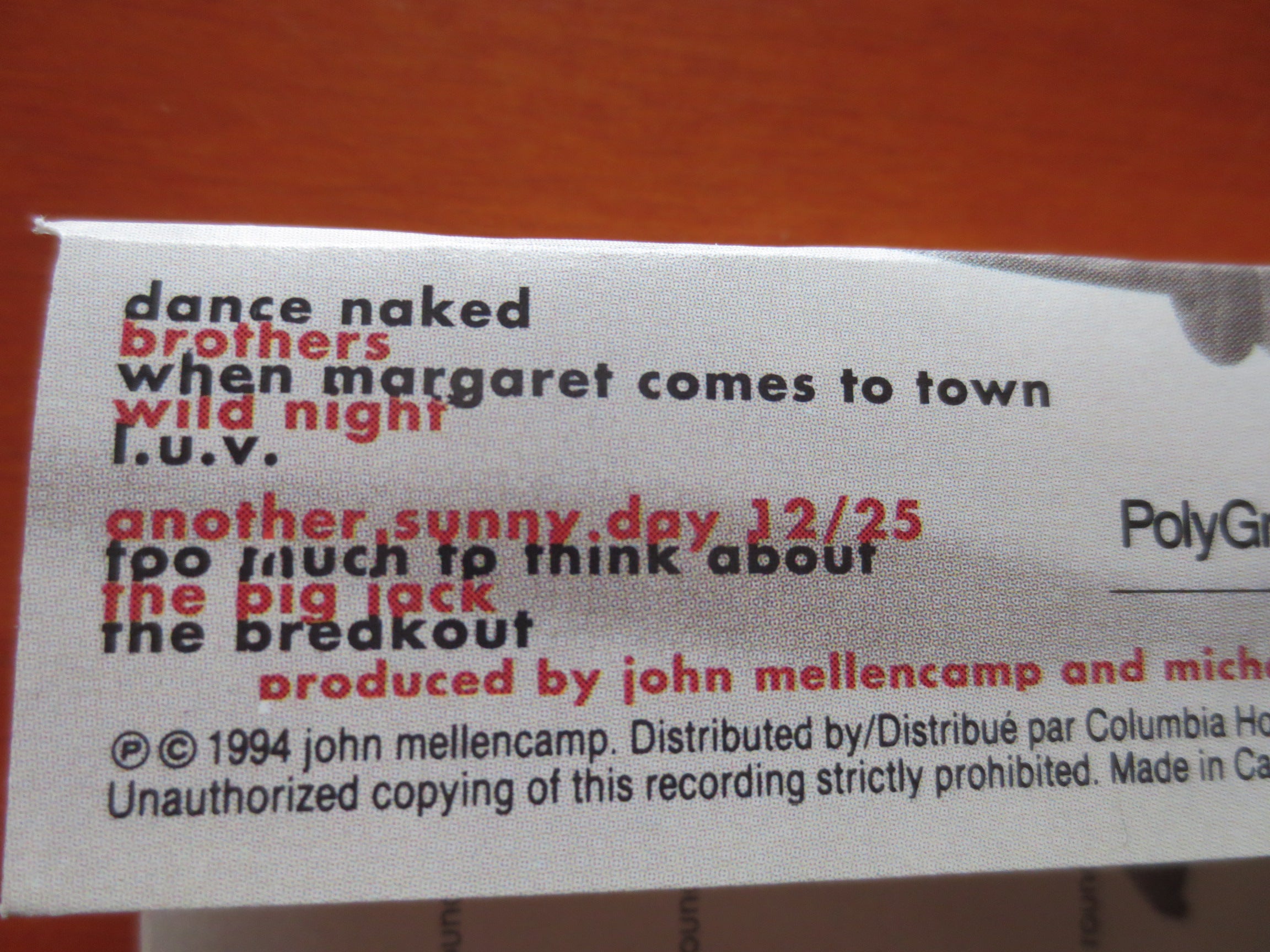 John Mellencamp – Dance Naked (1994) Cassette