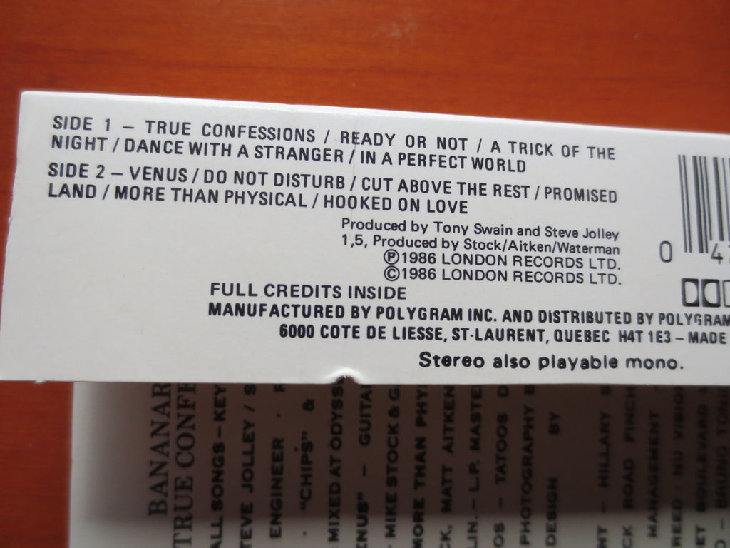Bananarama – True Confessions (1986) Cassette