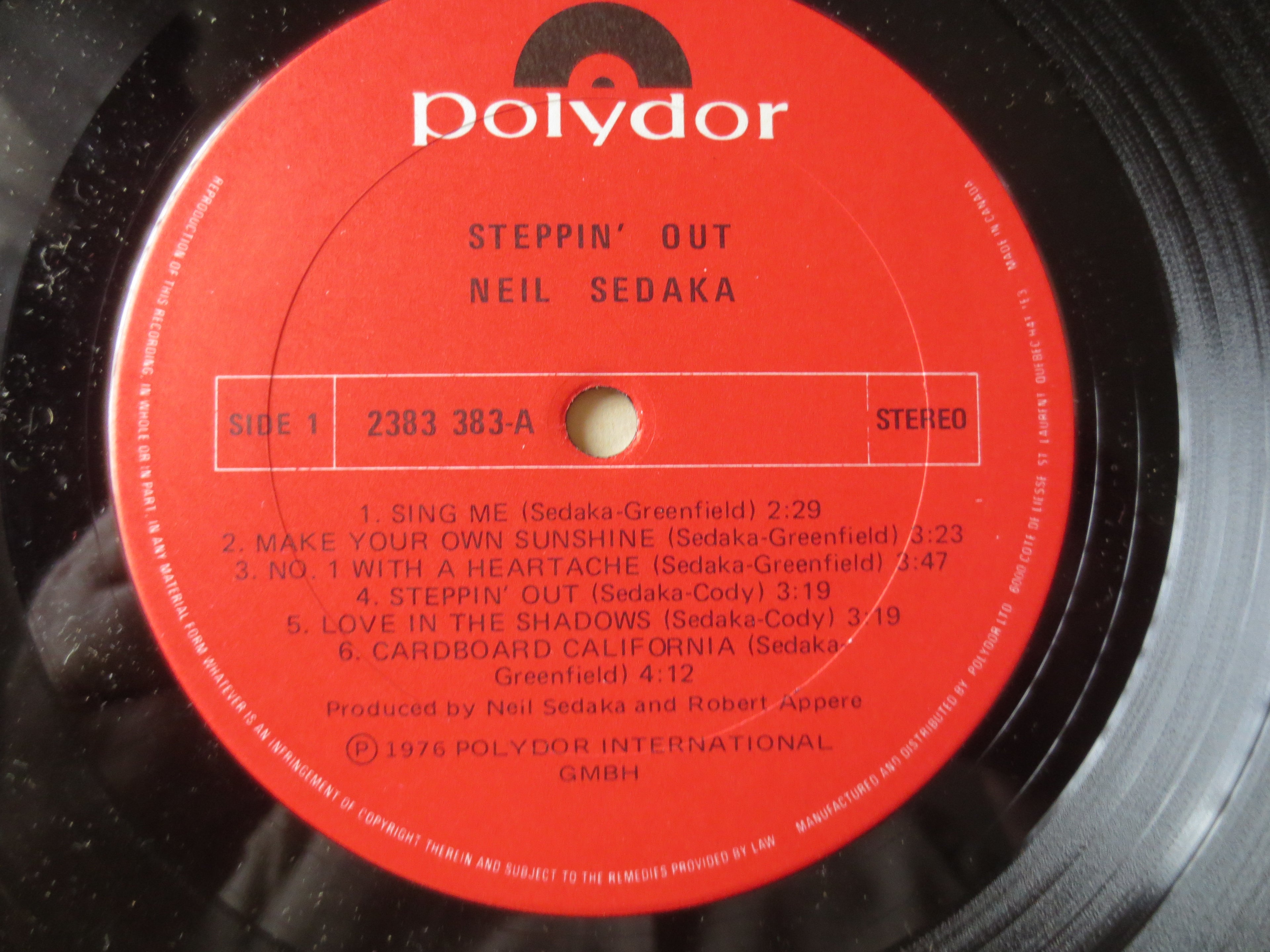 Neil Sedaka – Steppin' Out (1976) Vinyl LP