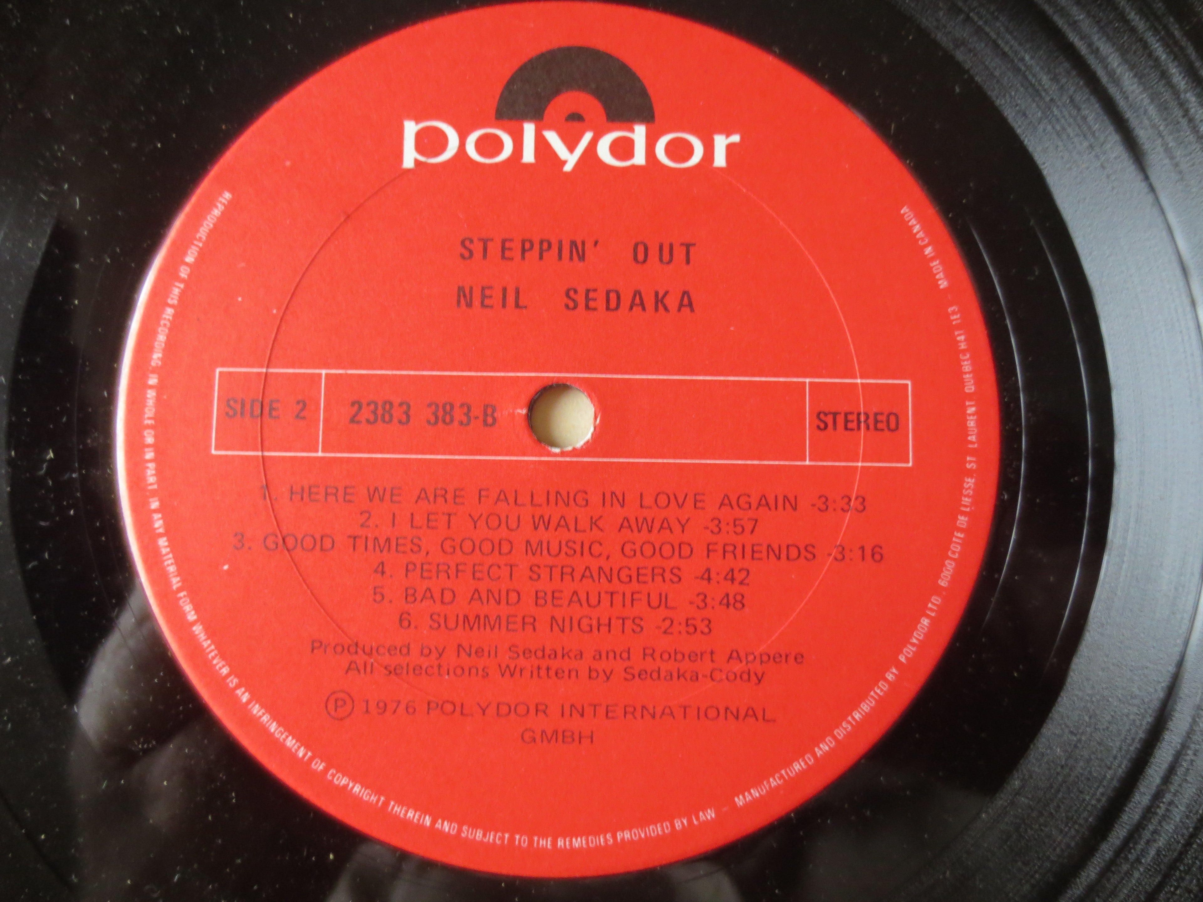 Neil Sedaka – Steppin' Out (1976) Vinyl LP