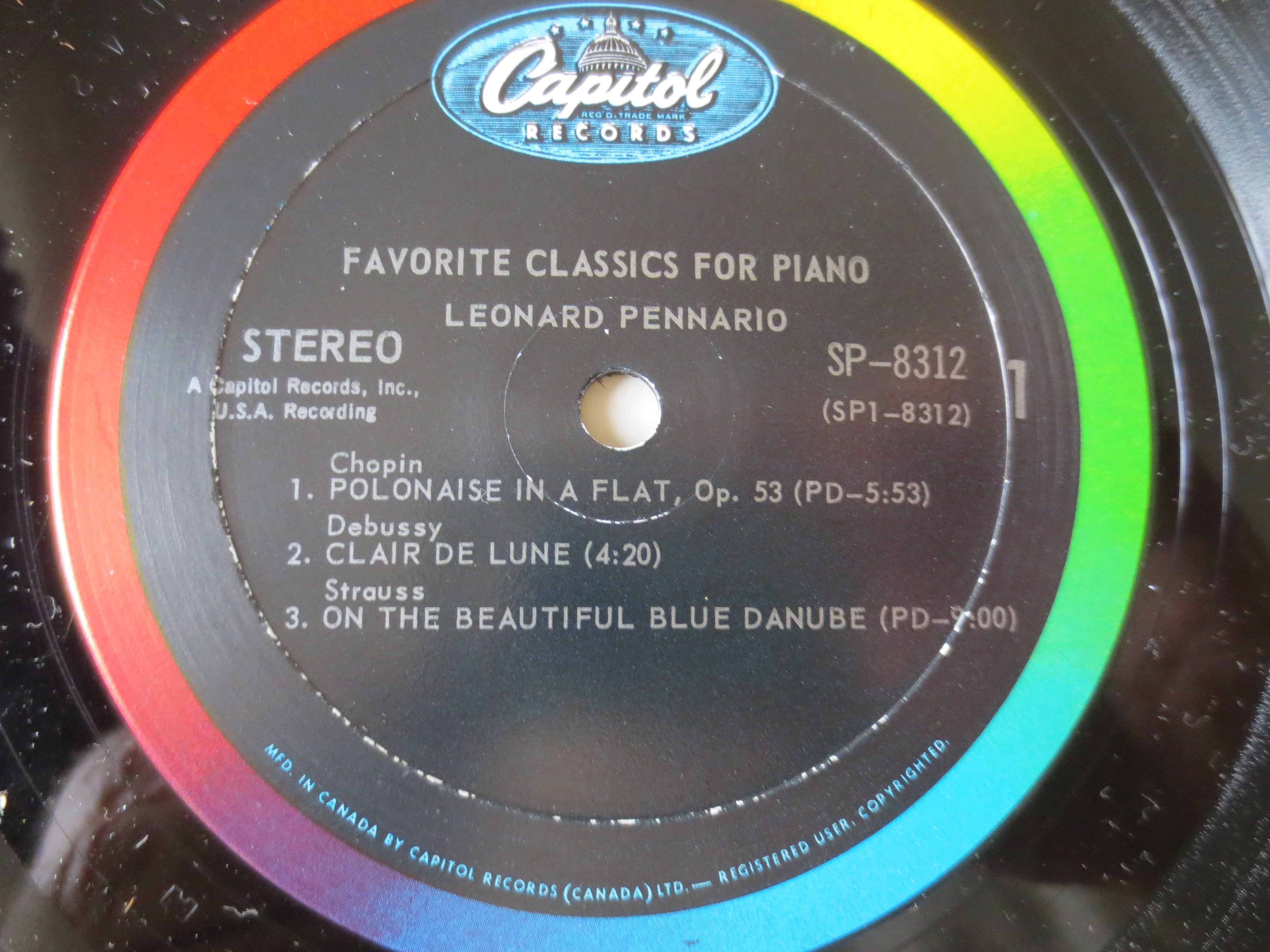 Leonard Pennario – Pennario Plays Favorite Classics for Piano (1959) Vinyl LP