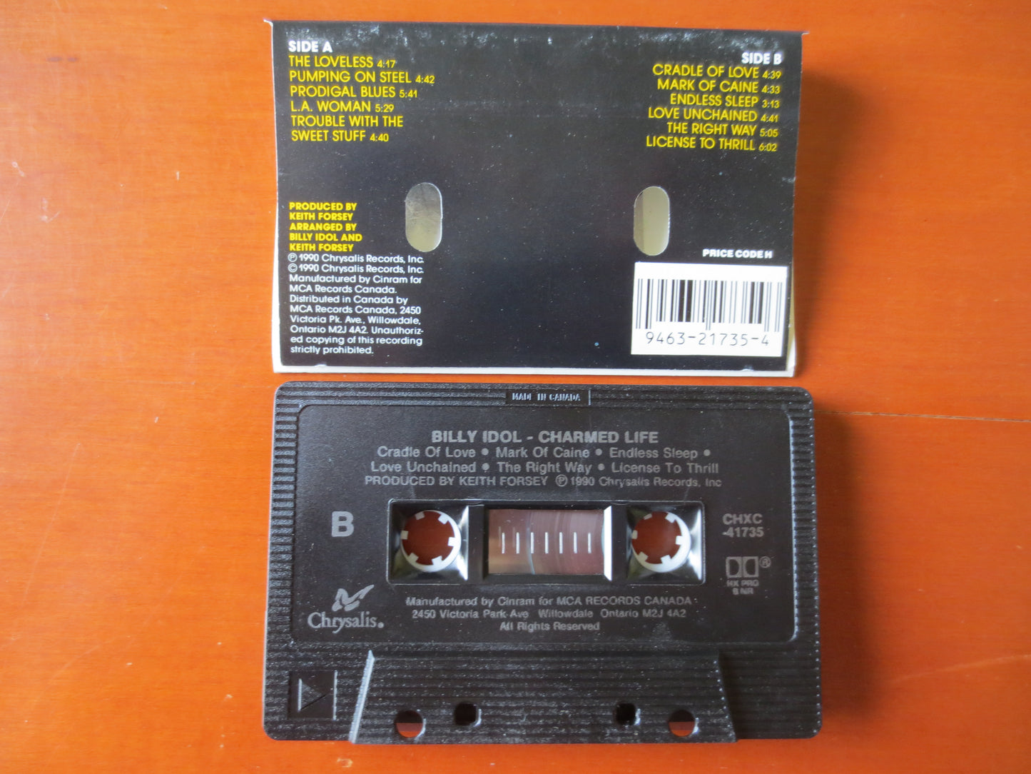 BILLY IDOL, CHARMED Life, Billy Idol Tape, Billy Idol Album, Billy Idol Cassette, Music Tapes, Cassette, Tape, Rock Cassette