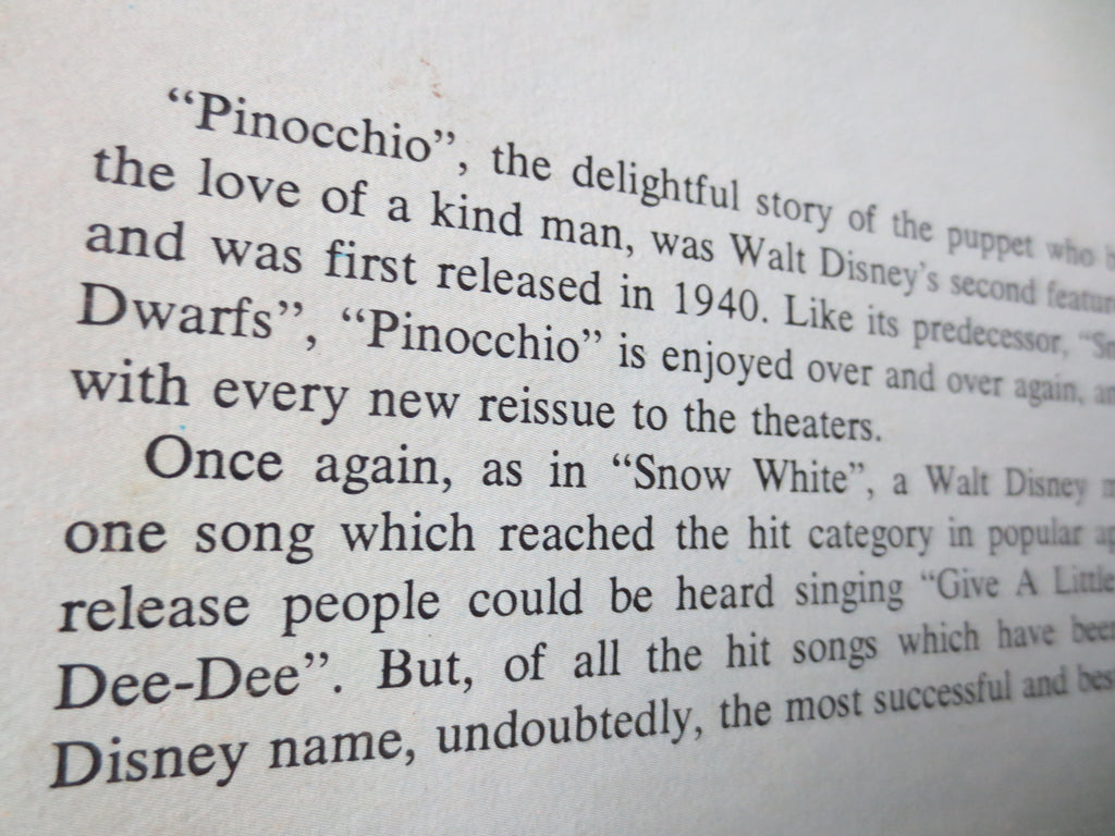 Pinocchio – Disneyland Records (1963) Vinyl LP