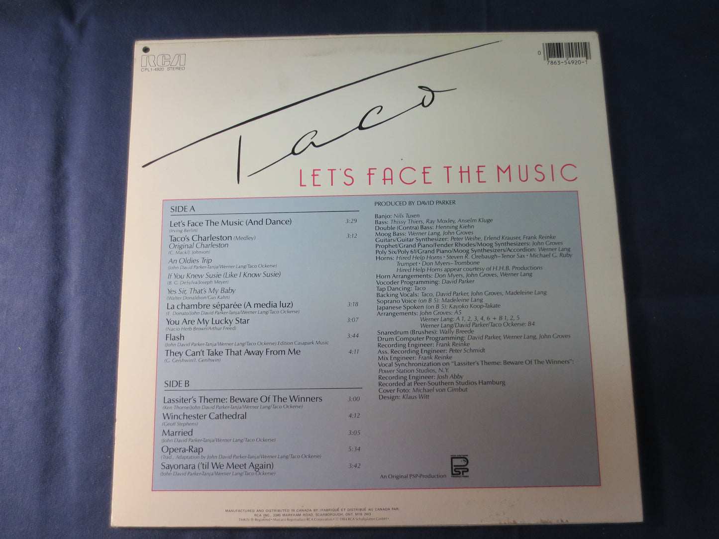 TACO, TACO Records, Let's Face the MUSIC, Taco Albums, Vintage Vinyl, Record Vinyl, Records, Vinyl Lp, Taco Vinyl, 1984 Records