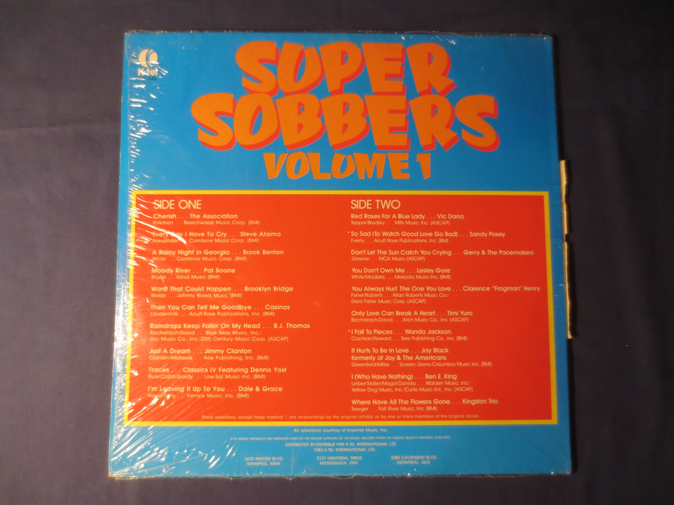 Super Sobbers Volume 1 – K-Tel (1983) Vinyl LP