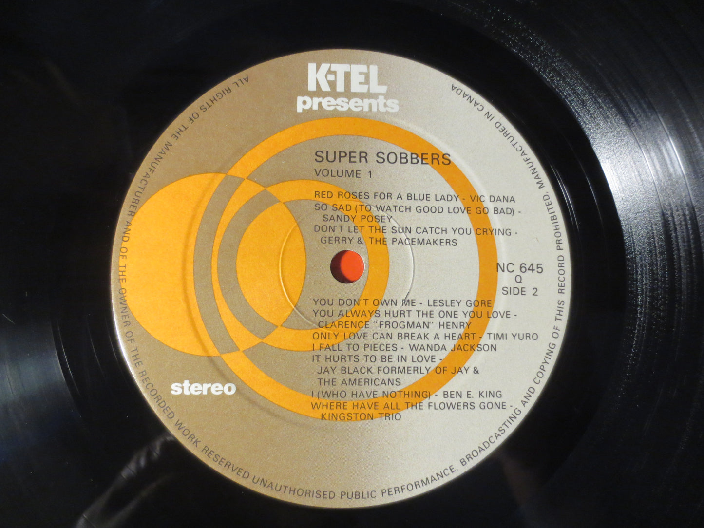 SUPER SOBBERS, Volume 1, K-Tel RECORDS, Vintage Vinyl, Record Vinyl, Records, Vinyl Records, K-Tel Lp, Vinyl, 1983 Records