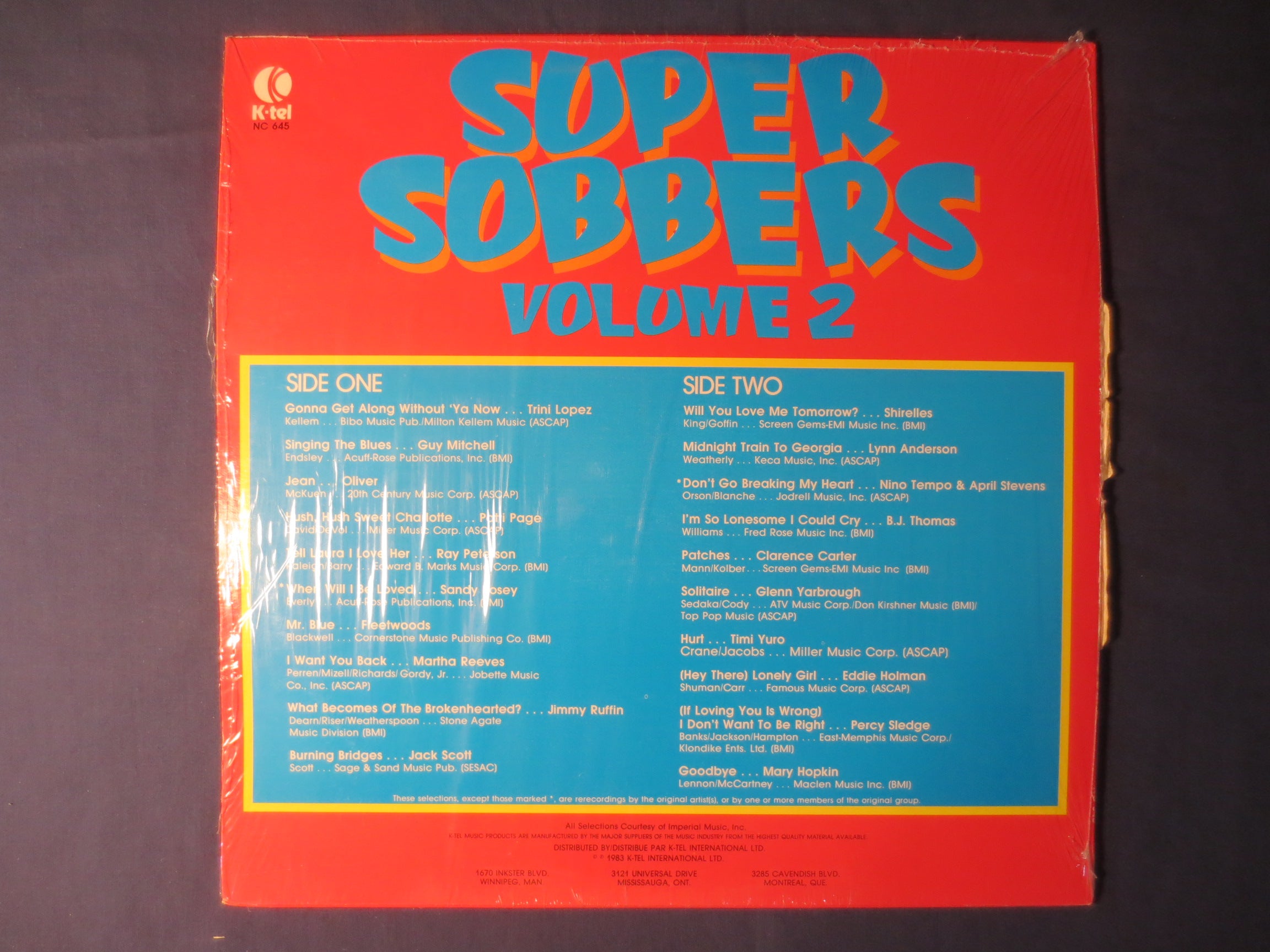 Super Sobbers Volume 2 – K-Tel (1983) Vinyl LP