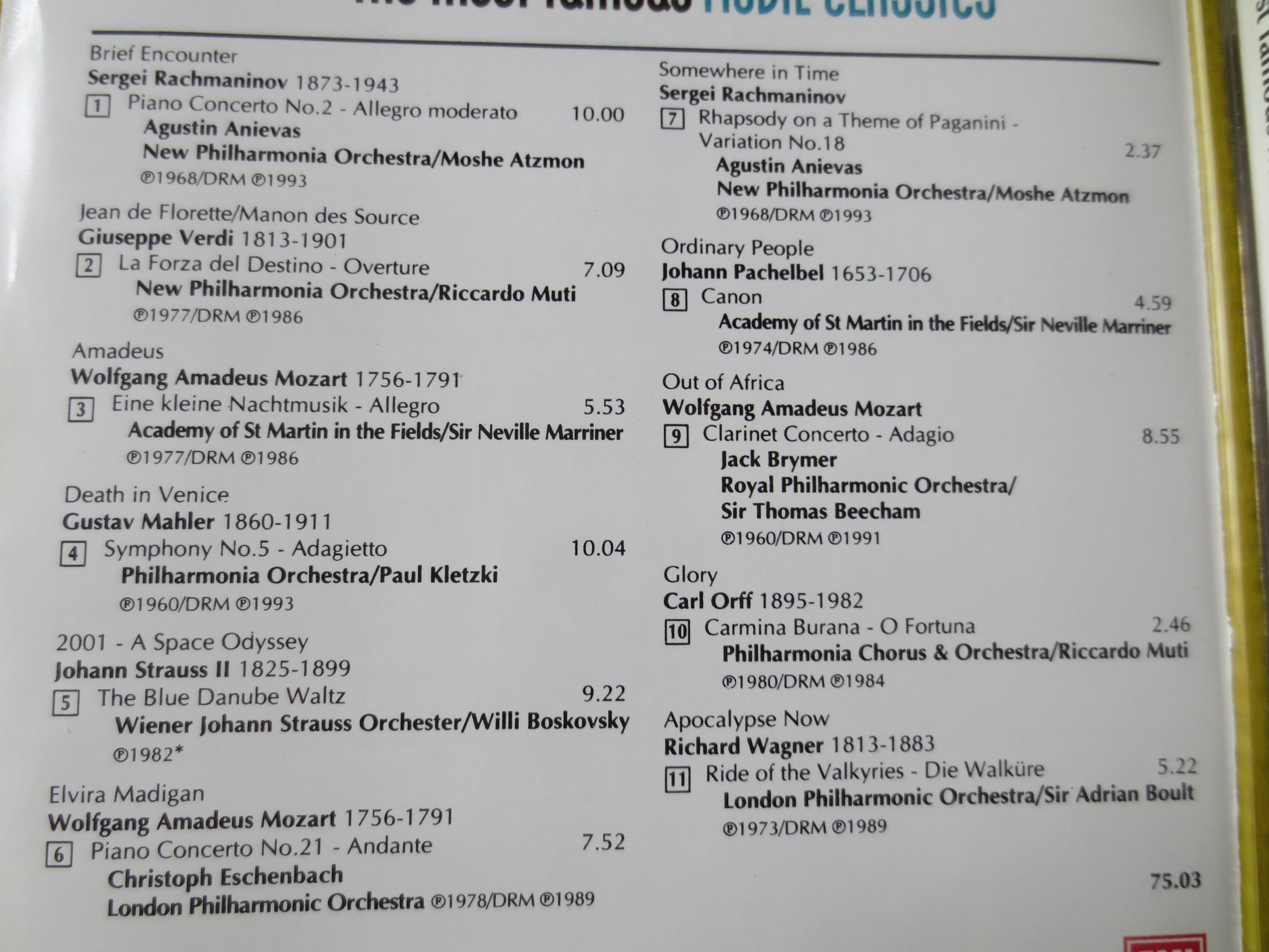 The Most Famous Movie Classics (1994) CD