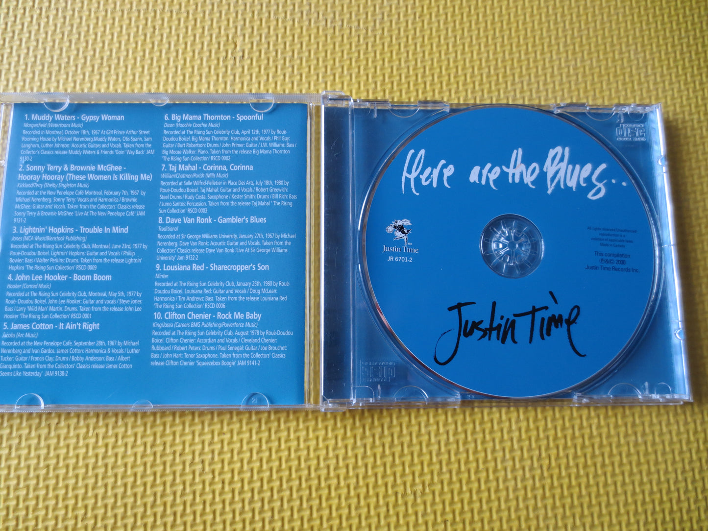 JUSTIN TIME, Here are the BLUES, Muddy Waters Cd, James Cotton Cd, Blues Compact Disc, Classic BluesCd, Cd, 2000 Compact Discs