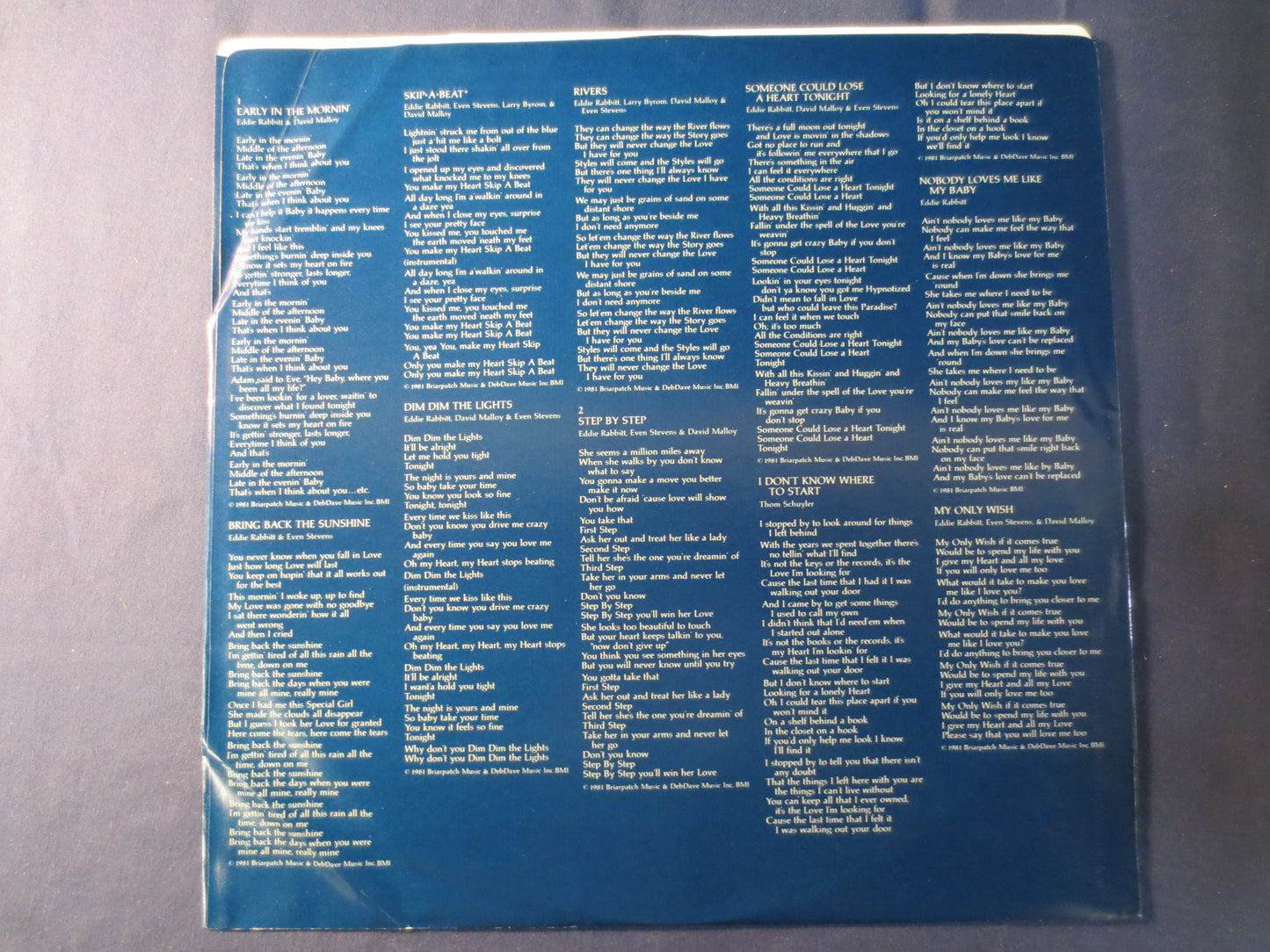 EDDIE RABBITT, Step By Step, Country Records, Vintage Vinyl, Record Vinyl, Records, Vinyl Record, Vinyl Lp, 1981 Records