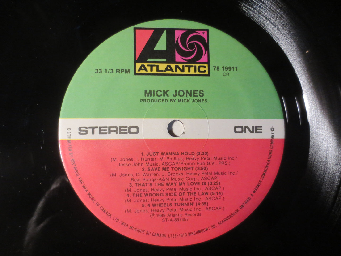 MICK JONES, Debut Record, FOREIGNER Records, Rock Record, Vintage Vinyl, Record Vinyl, Records, Vinyl Records, 1989 Records