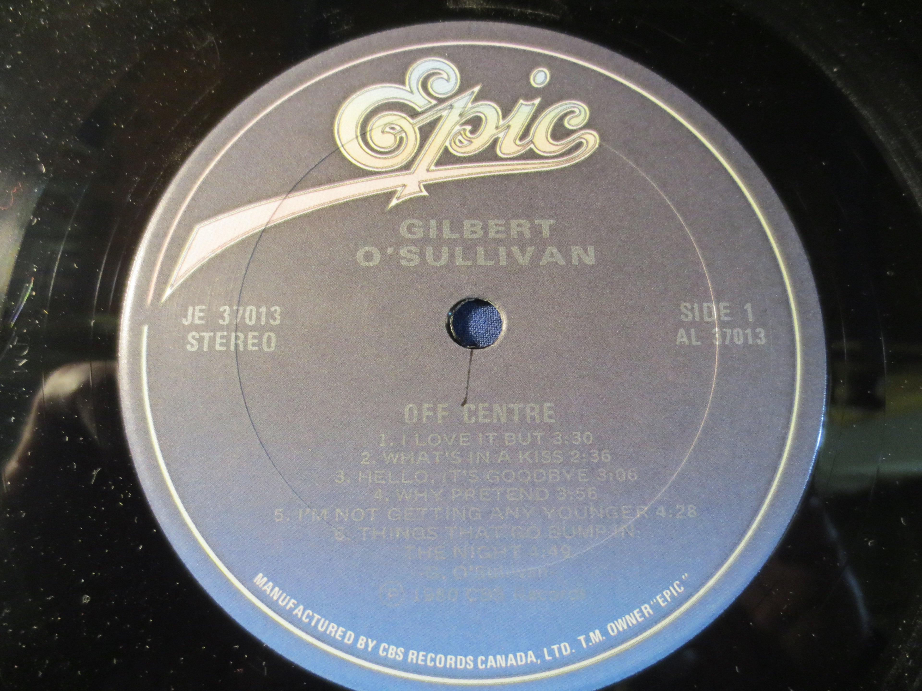 GILBERT O'SULLIVAN, Off Centre, Vintage Album, 1980 Record, Vinyl Lp
