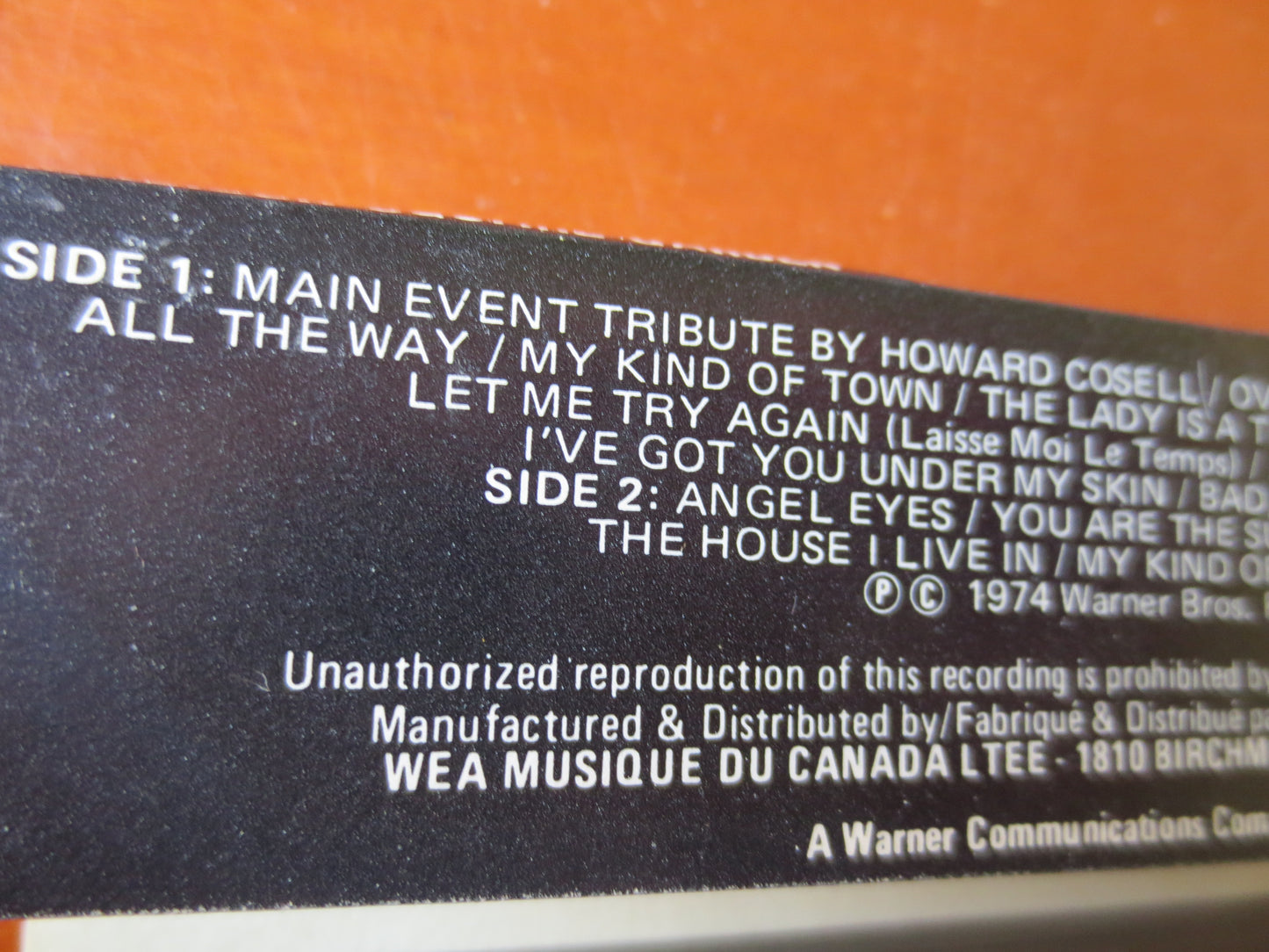 FRANK SINATRA, The Main EVENT, Frank Sinatra Tape, Frank Sinatra Album, Tape Cassette, Jazz Tapes, Cassette, Jazz Cassette