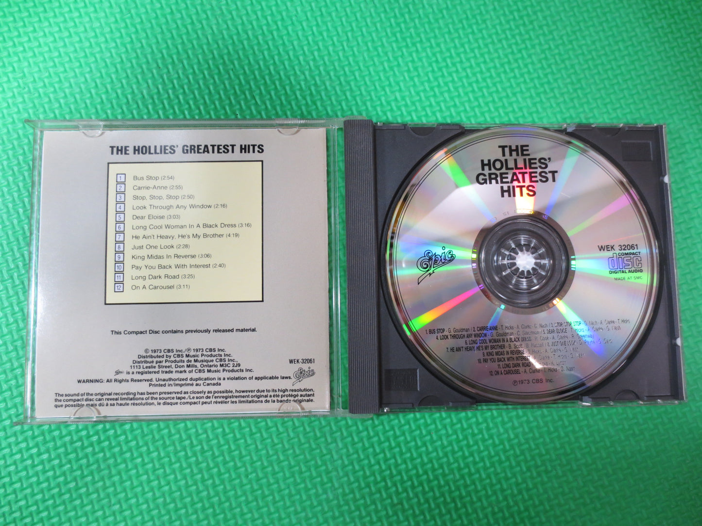 The HOLLIES, GREATEST Hits, The Hollies Cd, The Hollies Lp, Vintage Compact Disc, Rock Cd, Rock Music Cd, Compact Discs