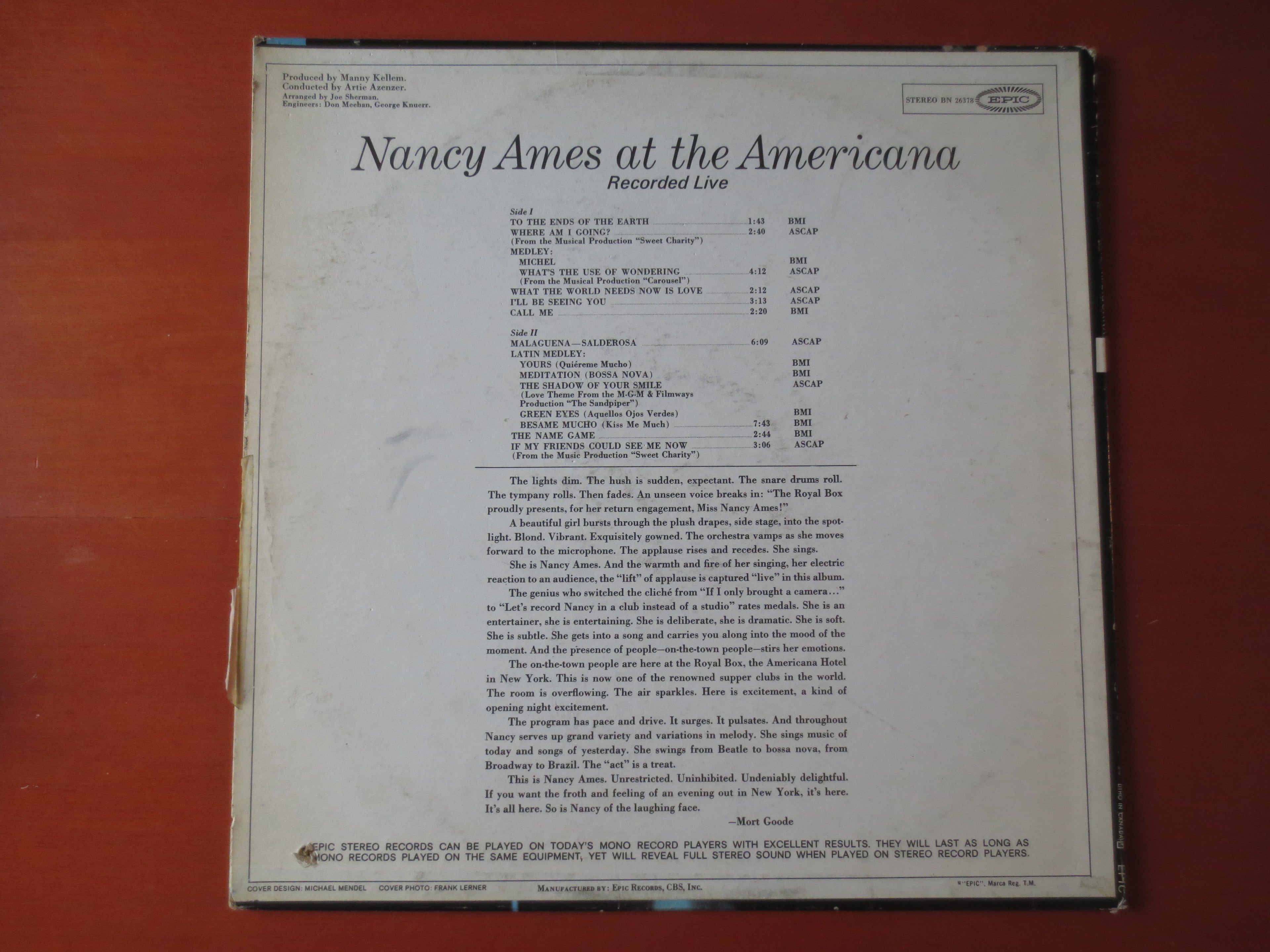Nancy Ames – At the Americana (1968) Vinyl LP