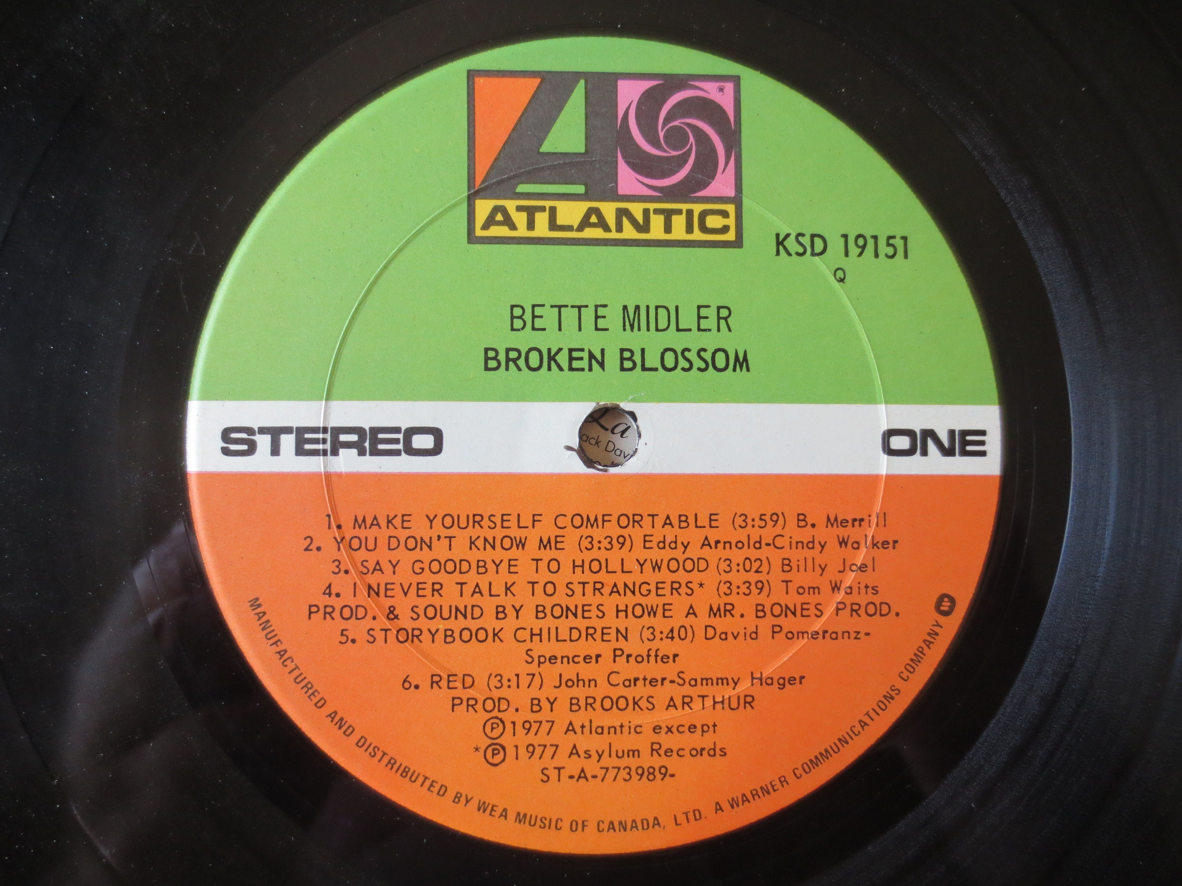 Bette Midler – Broken Blossom (1977) Vinyl LP