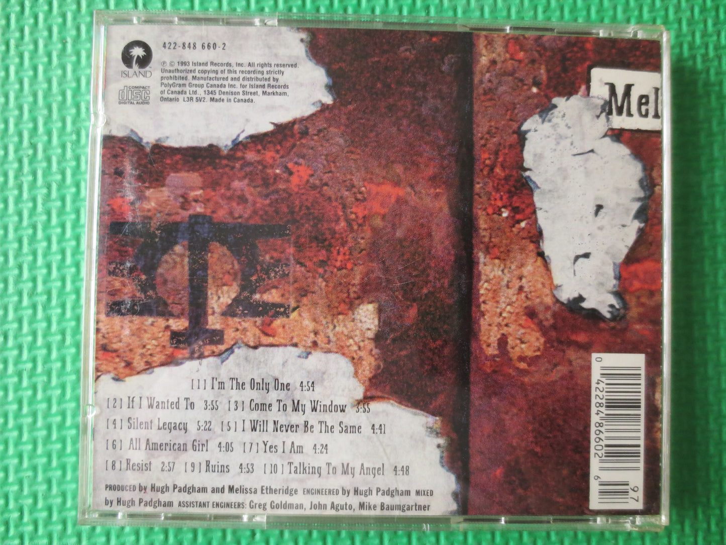MELISSA ETHERIDGE, YES I Am, Melissa Etheridge Cd, Blues Rock Cd, Rock Cd, Classic Rock Cd, Rock Lp, Cds, 1993 Compact Disc