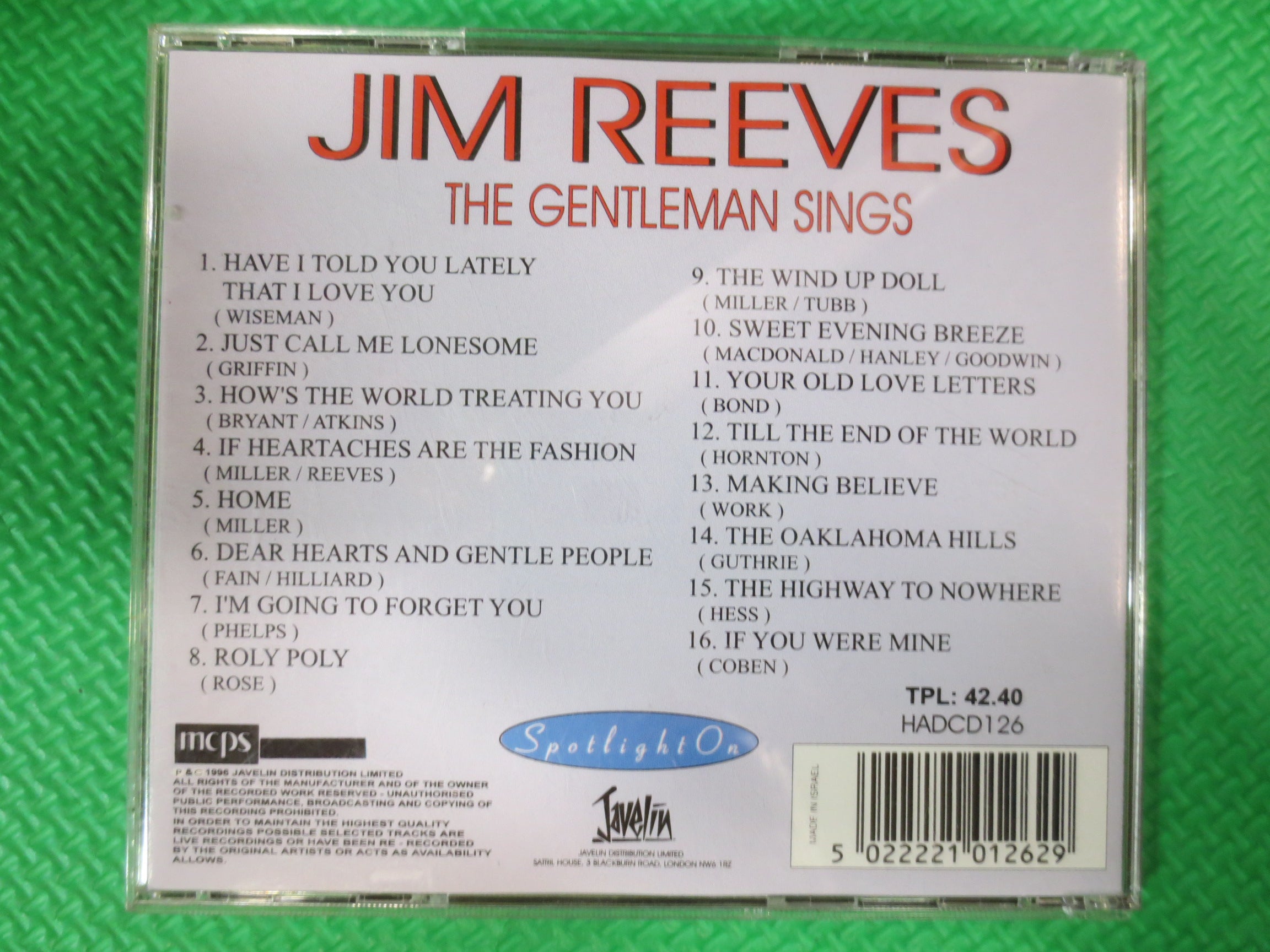 Jim Reeves – The Gentleman Sings (1996) CD