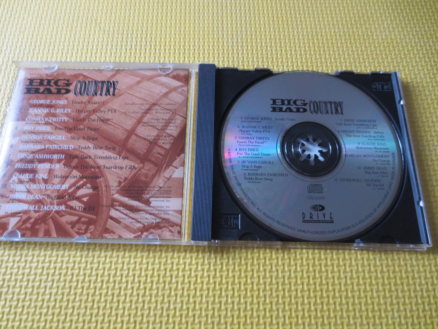BIG BAD COUNTRY, 12 No 1 Hits, Country Cd, Ray Price Cd, Jimmy Dean Cd, George Jones Cd, Cds, Classic Country Cd, Country lp