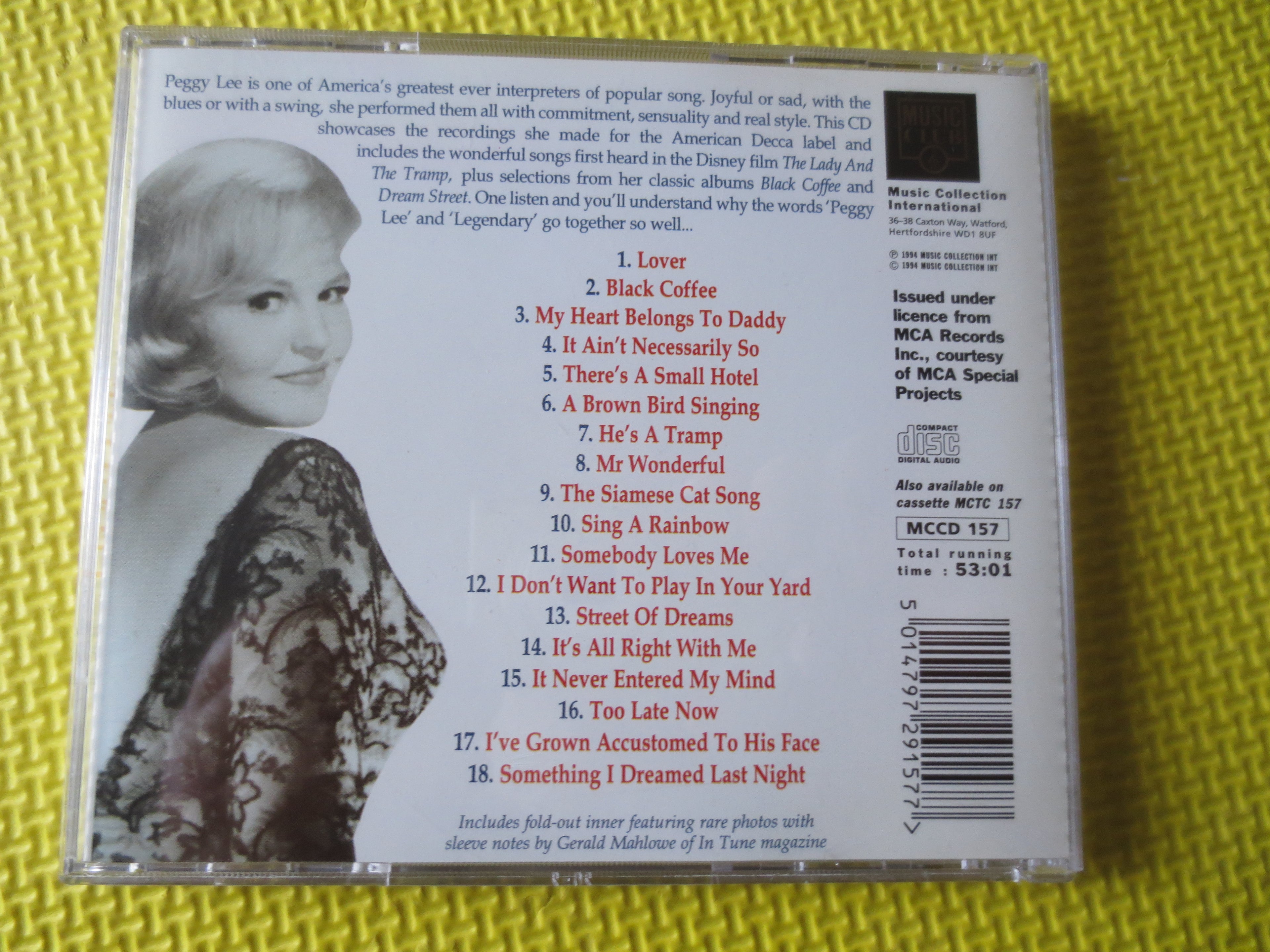 Peggy Lee – The Best of Peggy Lee 1952–1956 (1994) CD