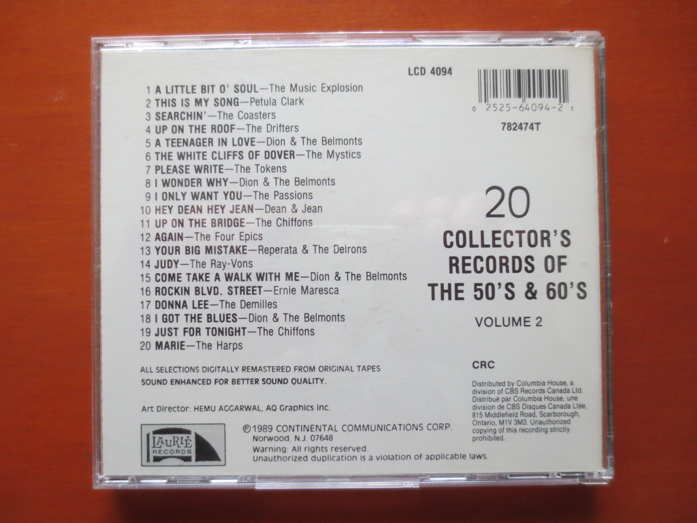 50s & 60s Rock – 20 Collector's Records Vol. 2 (1989) CD