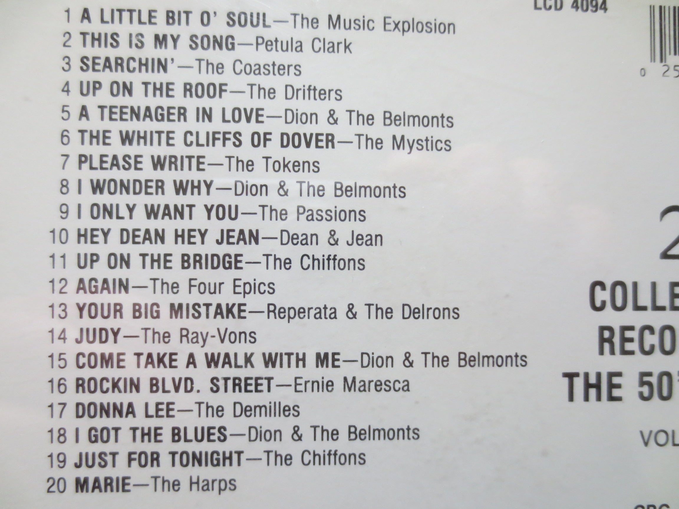 50s & 60s Rock – 20 Collector's Records Vol. 2 (1989) CD
