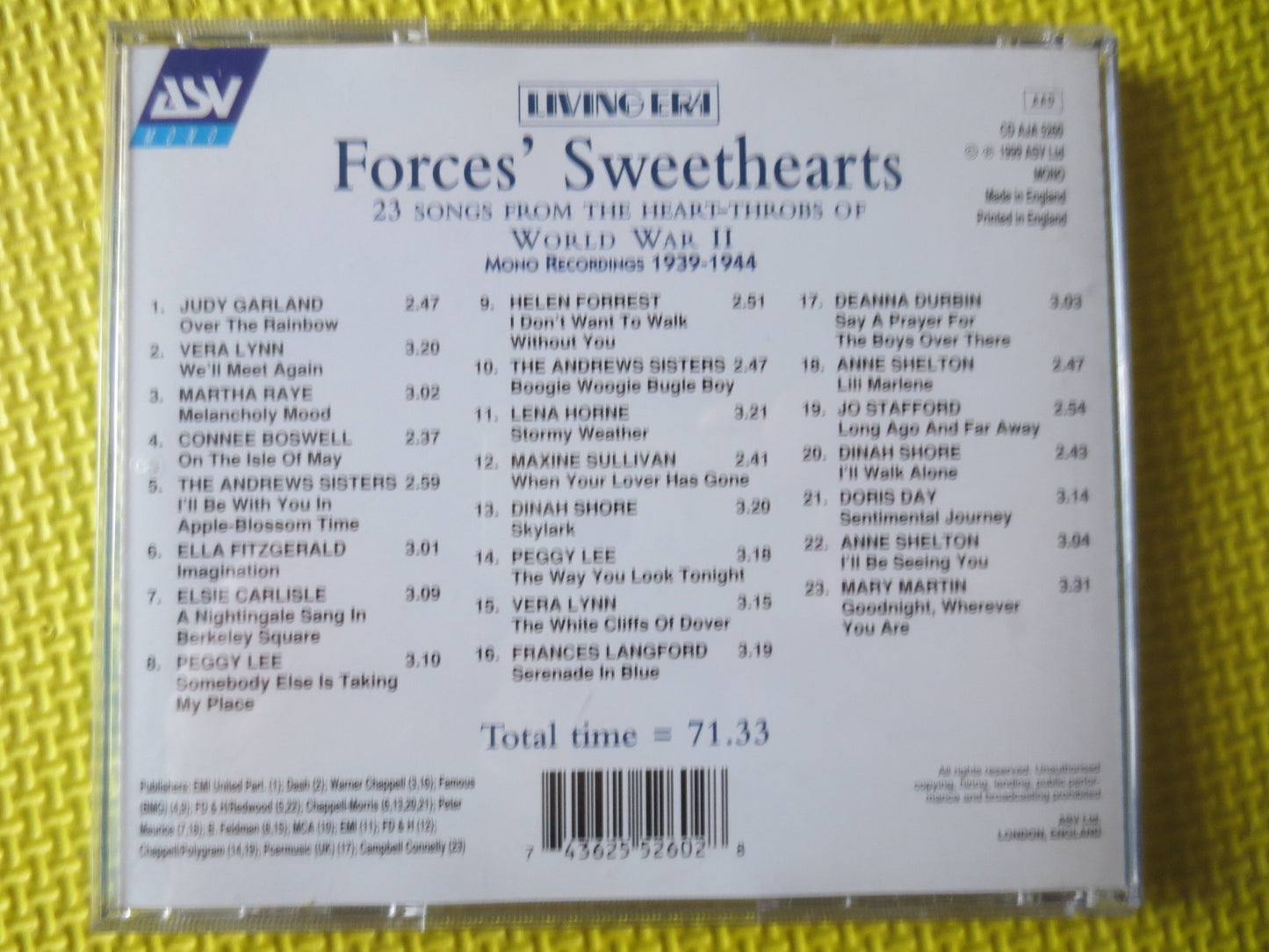 FORCES' SWEETHEARTS, Serious HITS, Vera Lynn Cd, Music Cds, Big Band Cds, Swing Music Cds, Swing Music Cd, 1999 Compact Discs