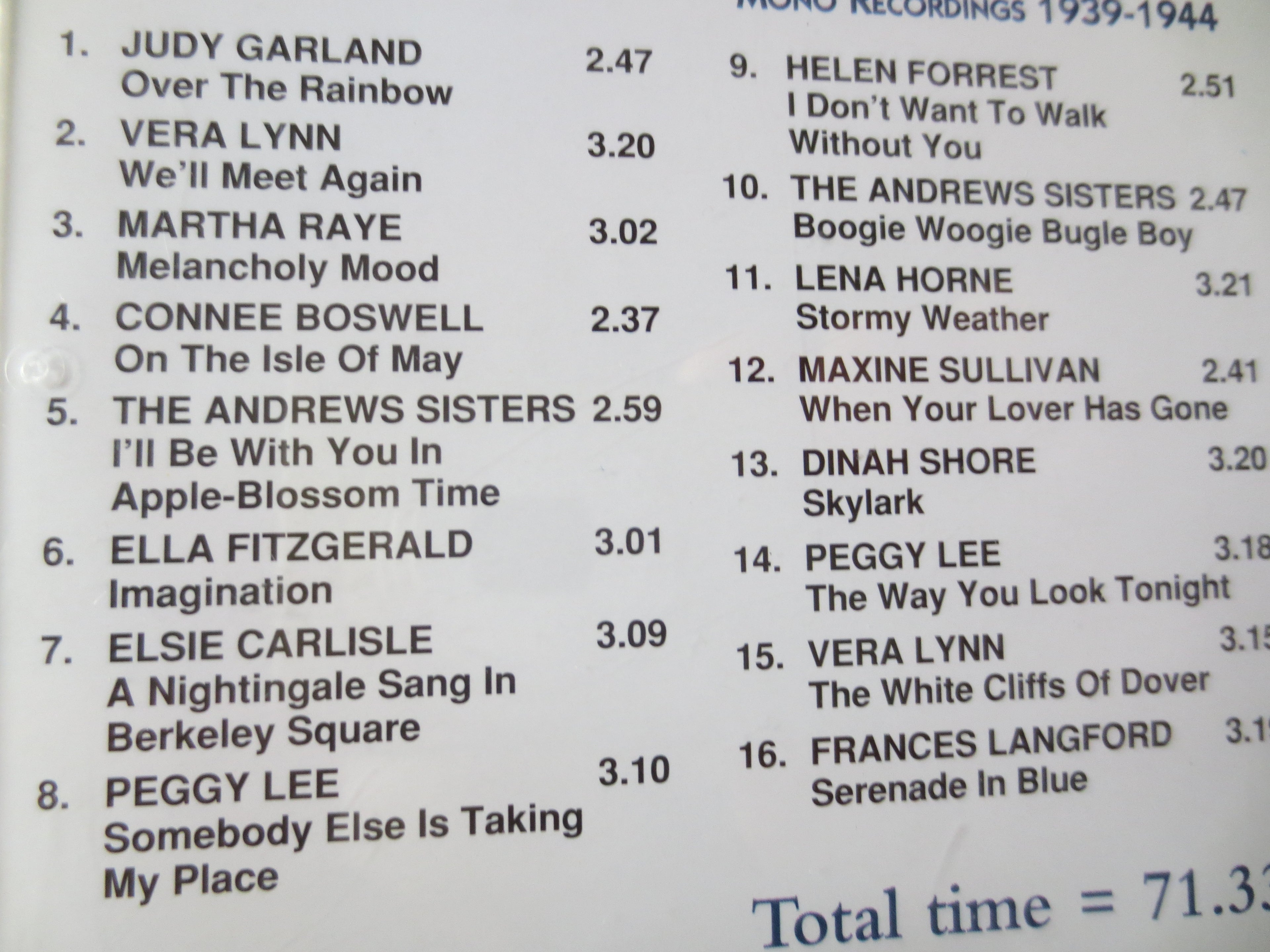 Forces' Sweethearts – Vera Lynn & Friends (1999) CD