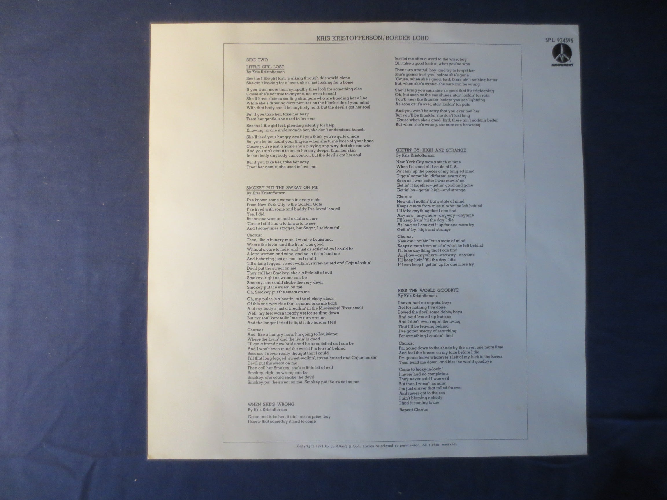 Kris Kristofferson – Border Lord (1972) Vinyl LP
