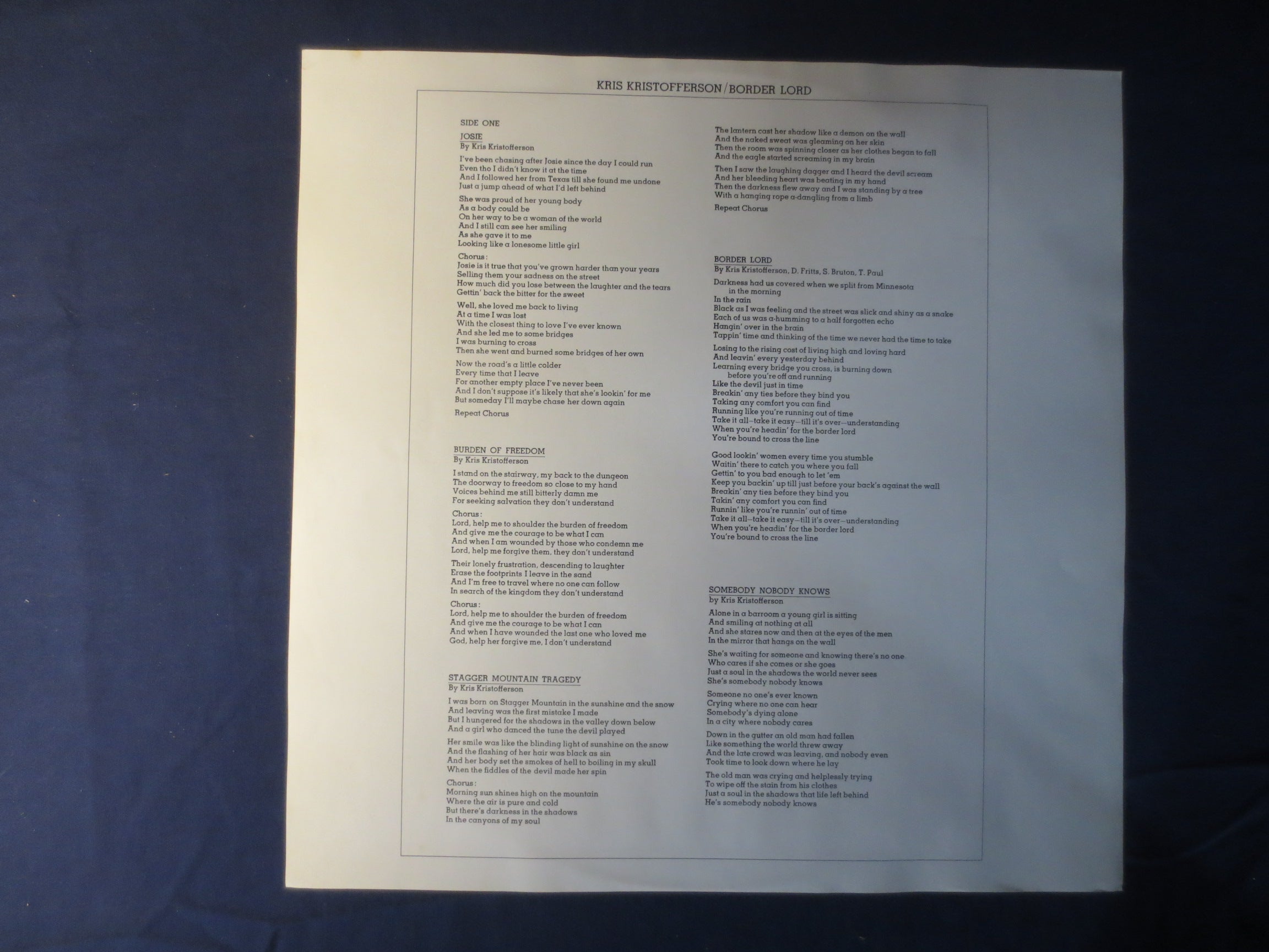 Kris Kristofferson – Border Lord (1972) Vinyl LP