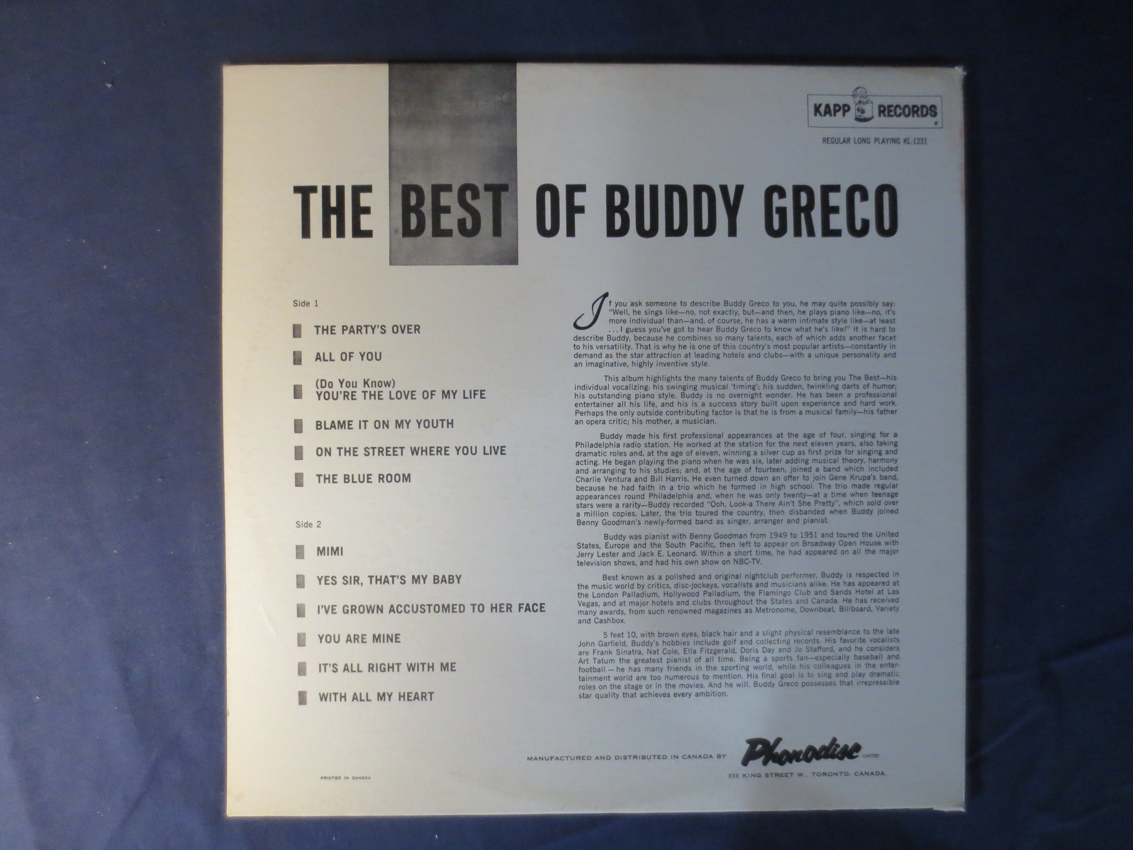 Buddy Greco – The Best of Buddy Greco (1963) Vinyl LP
