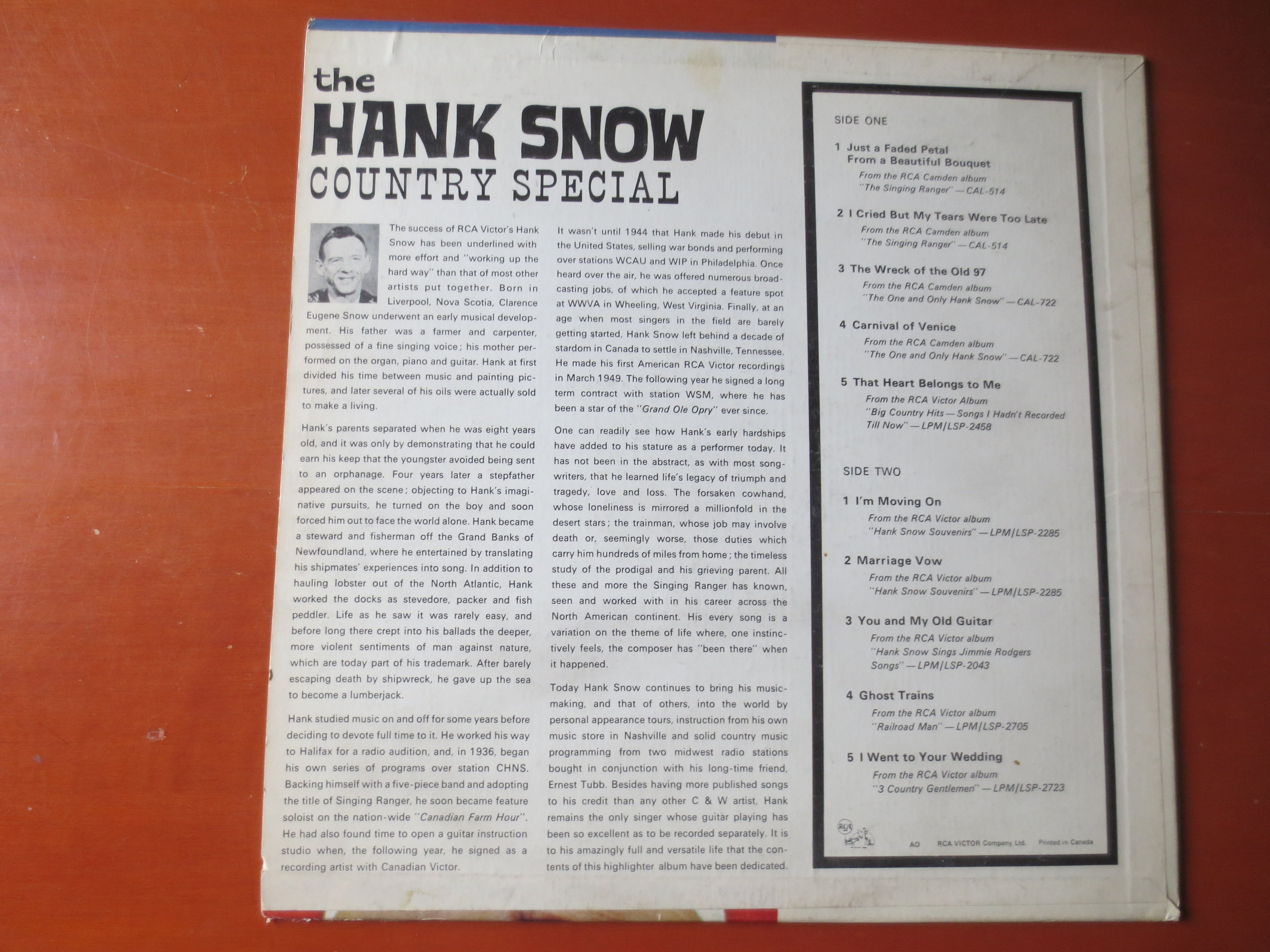 Hank Snow – Country Special (1963) Vinyl LP