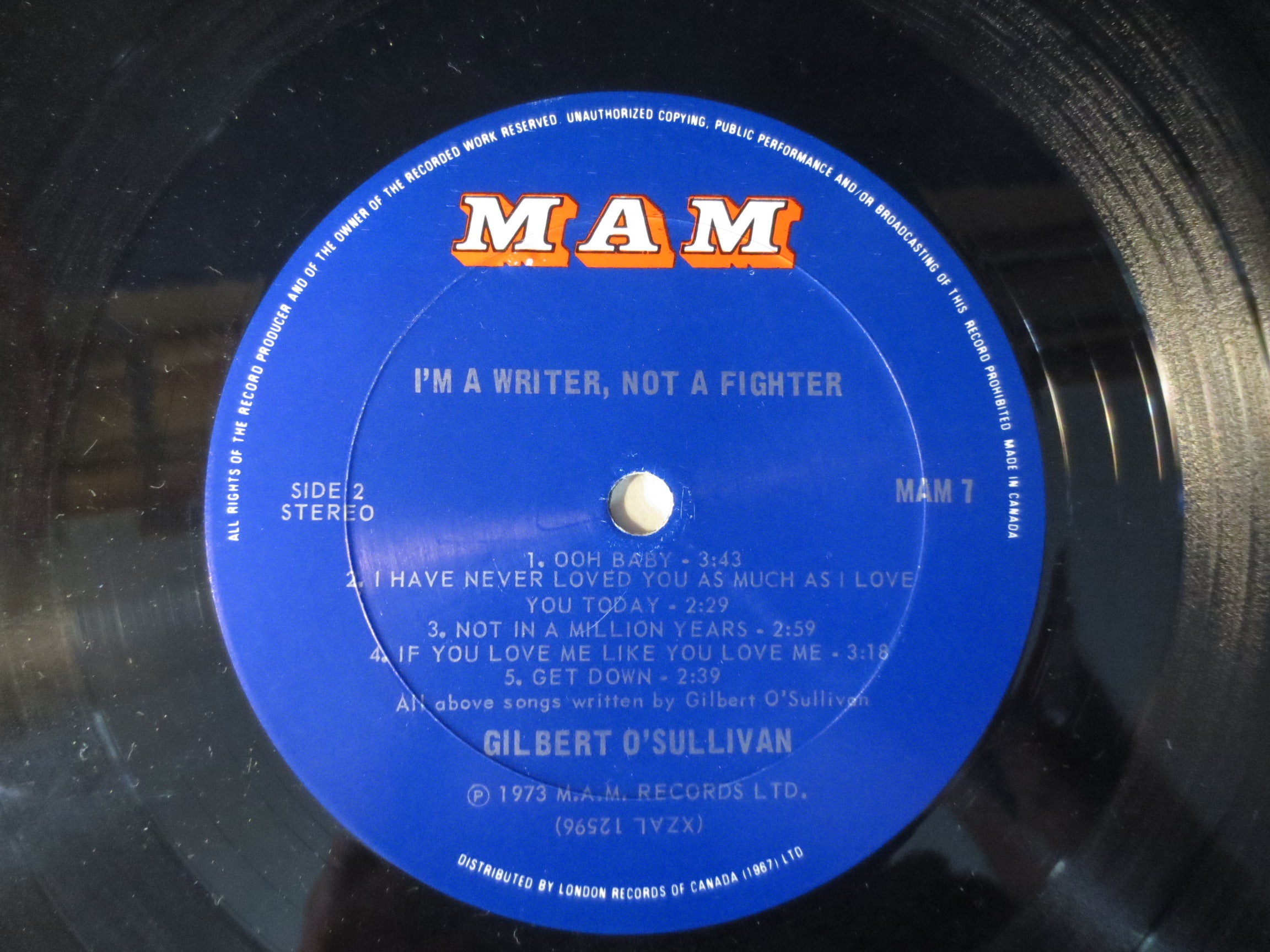 GILBERT O'SULLIVAN, I'm A Writer Not A Fighter, Vintage Album, 1973 Record, Vinyl Lp