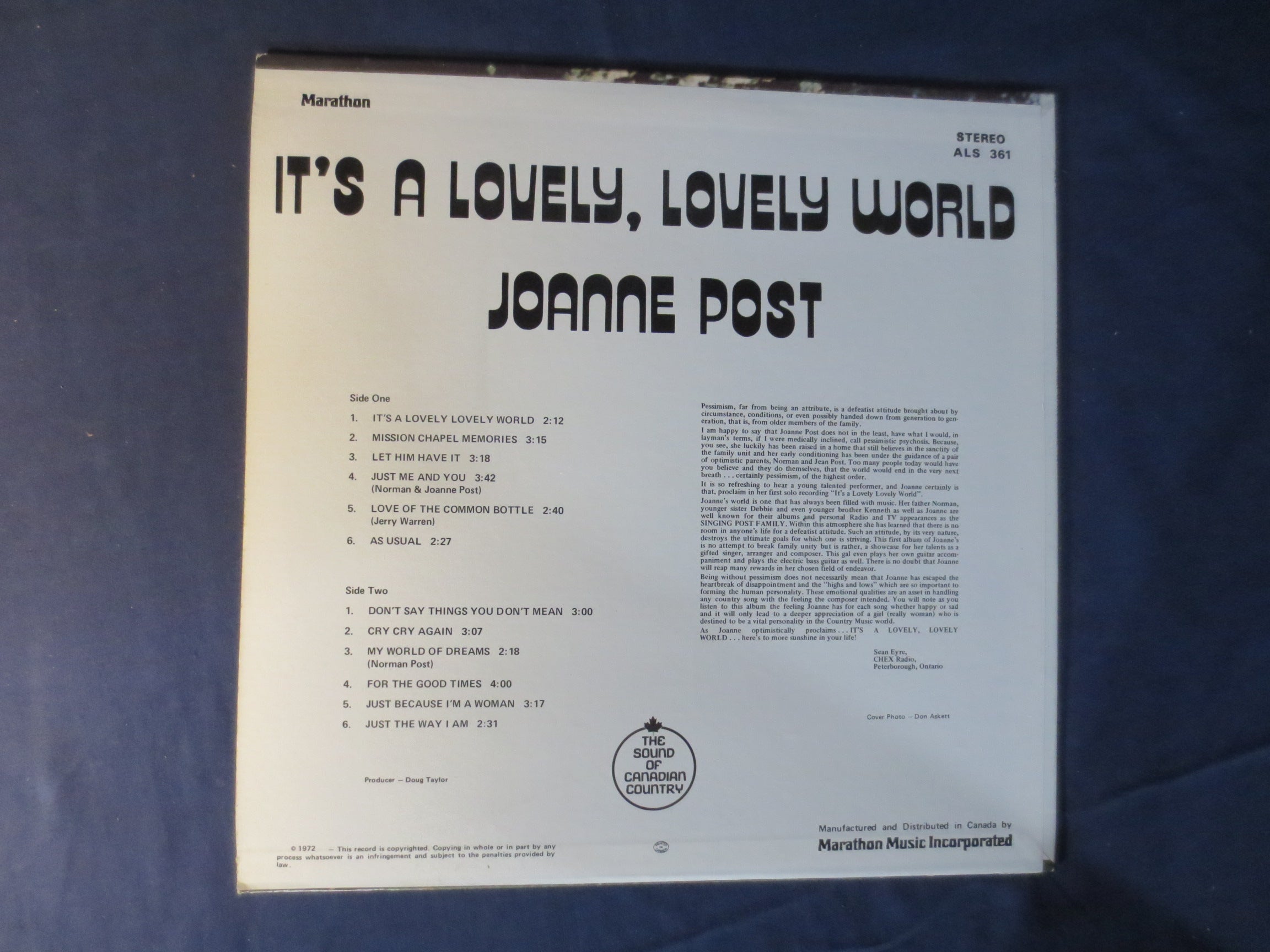 Joanne Post – It’s a Lovely, Lovely World (1972) Vinyl LP