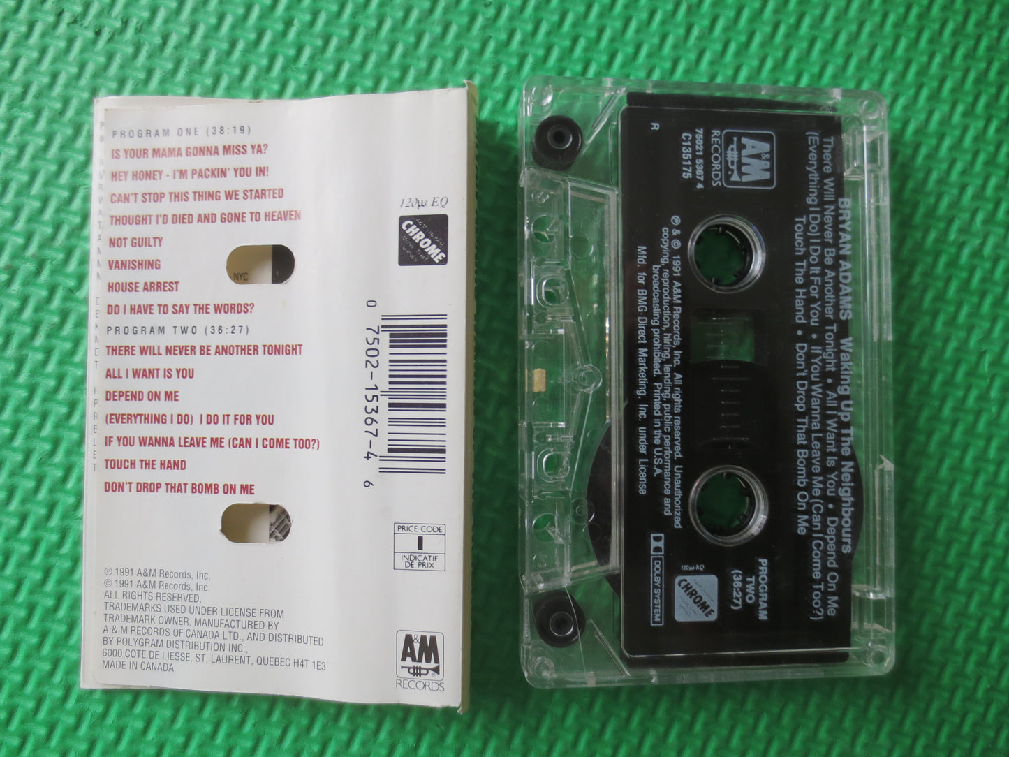 BRYAN ADAMS Tape, WAKING Up, Bryan Adams Album, Bryan Adams Music, Bryan Adams, Tape Cassette, Cassette, 1991 Cassette