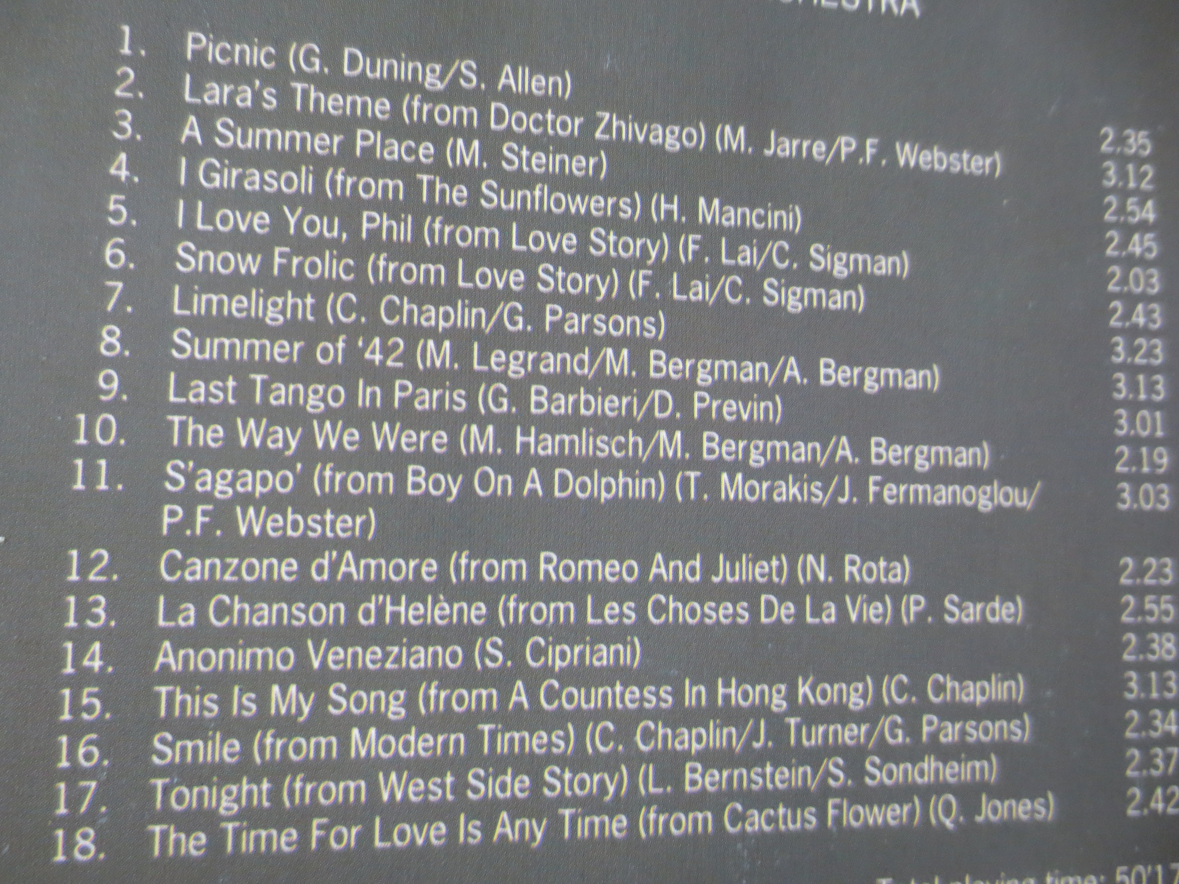 18 Golden Love Film Hits (1992) CD