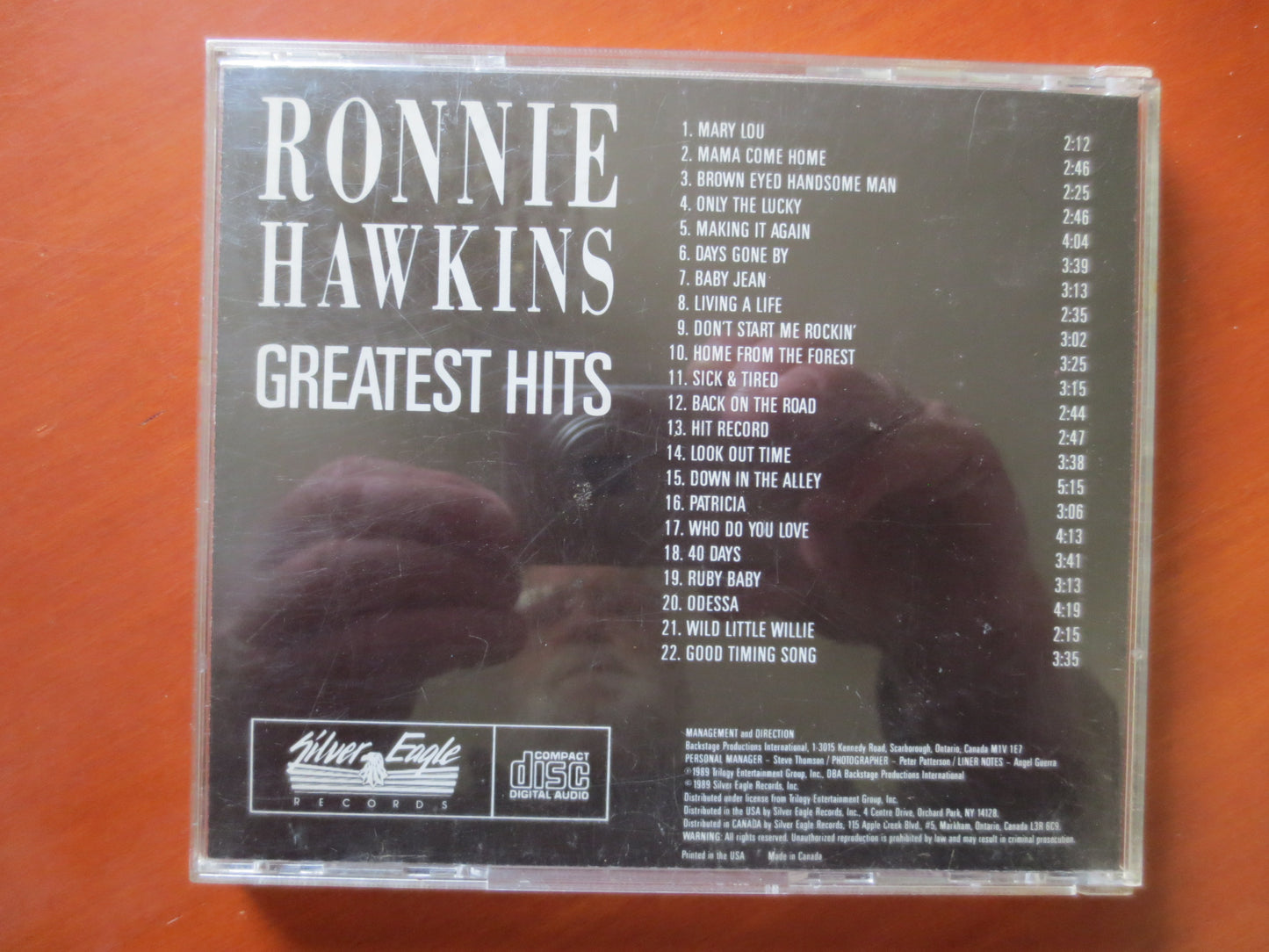 RONNIE HAWKINS, GREATEST Hits, Ronnie Hawkins Cd, Ronnie Hawkins Lp, Vintage Compact Disc, Music Cd, Pop Cd, 1989 Compact Disc