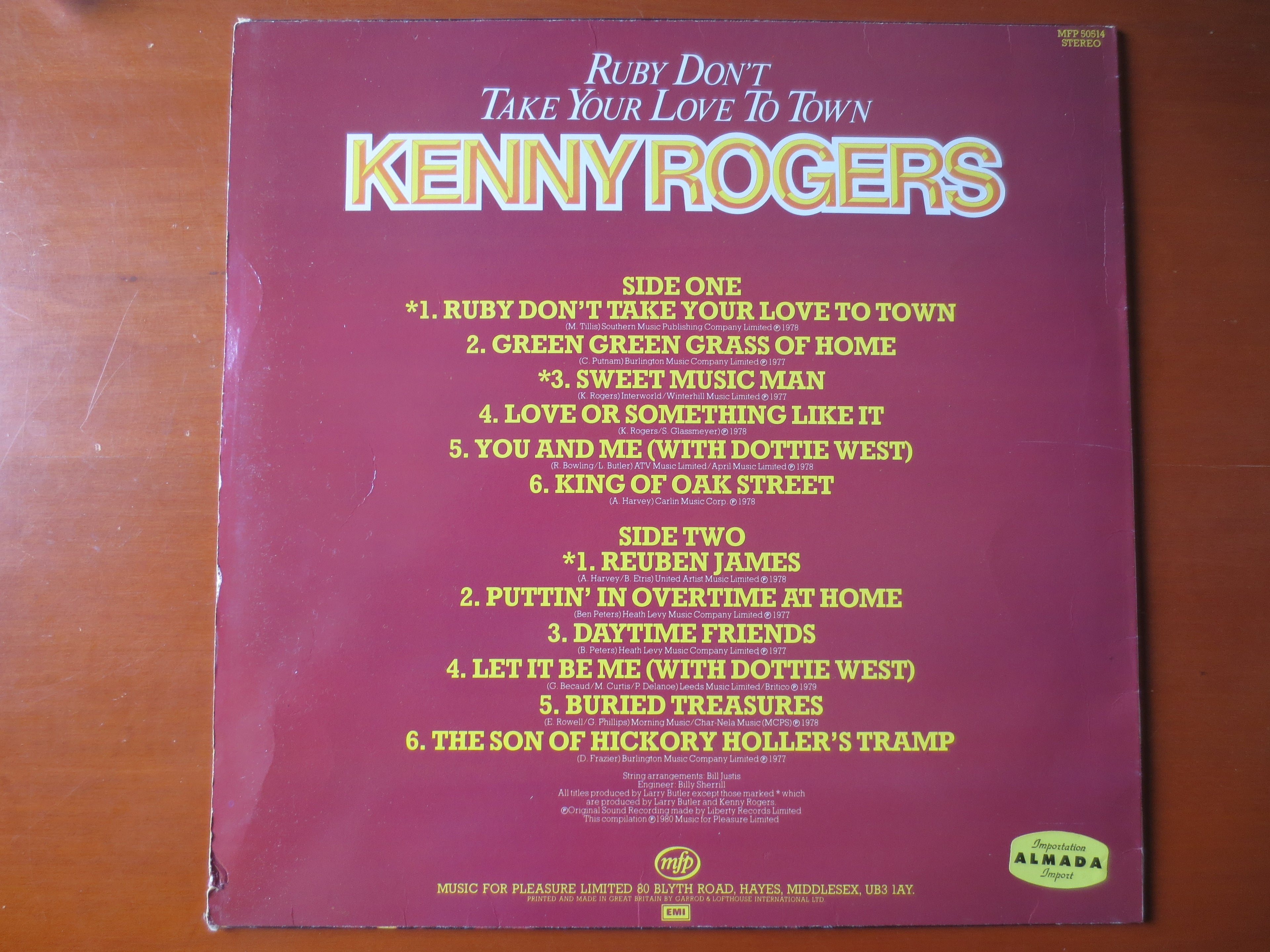 Kenny Rogers – Ruby Don't Take Your Love to Town (1980) Vinyl LP