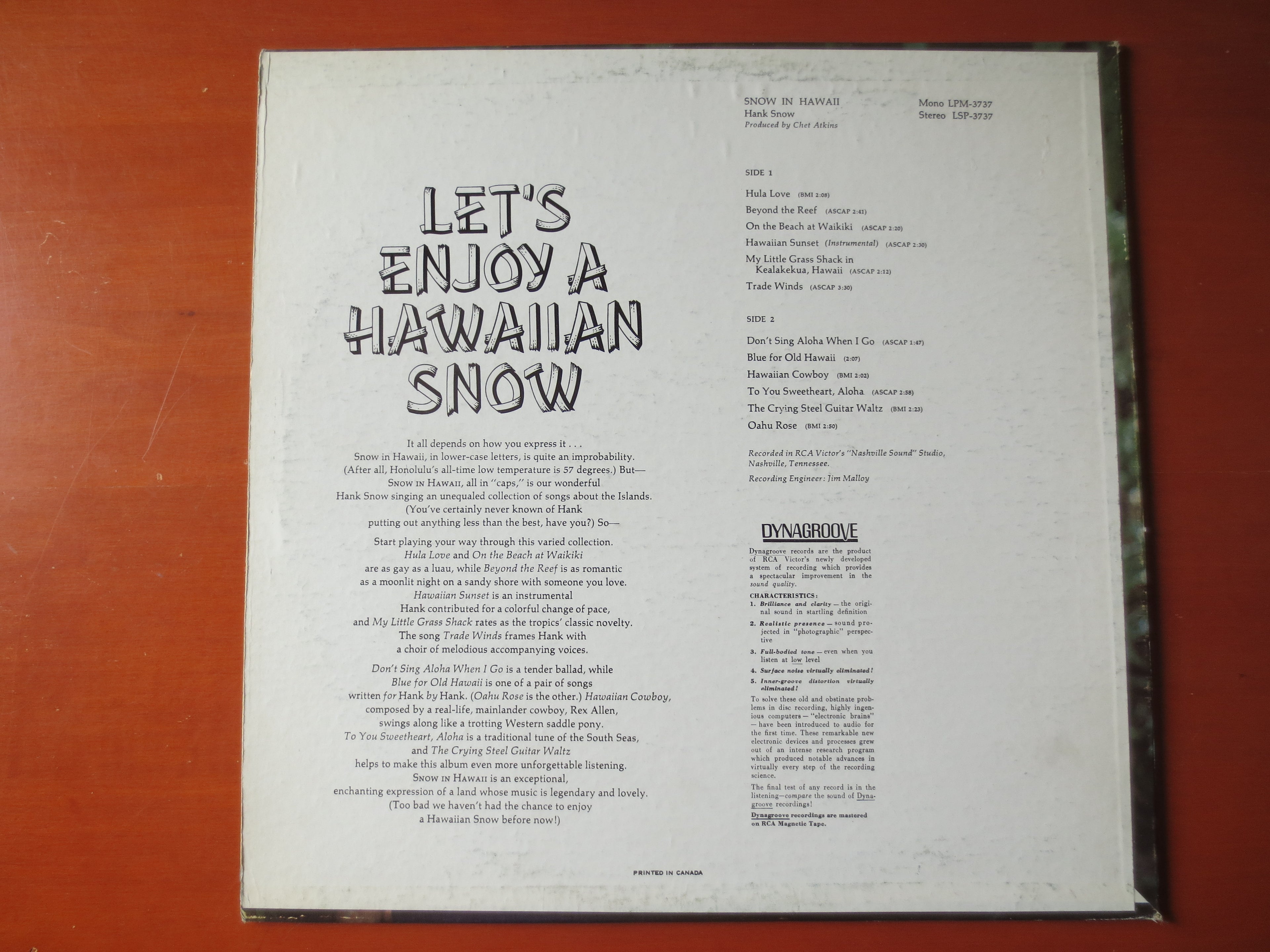 Hank Snow – Snow in Hawaii (1967) Vinyl LP
