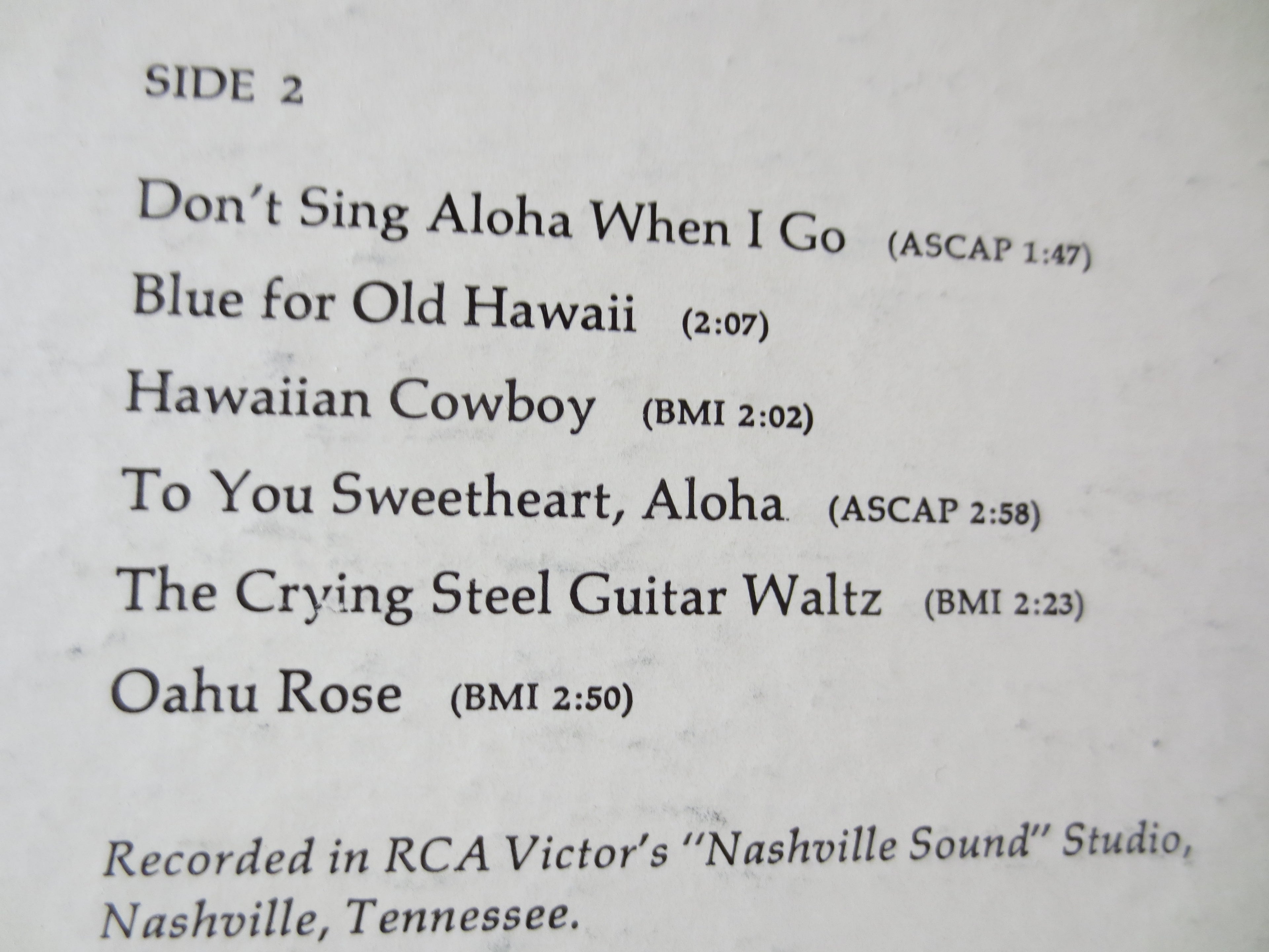 Hank Snow – Snow in Hawaii (1967) Vinyl LP