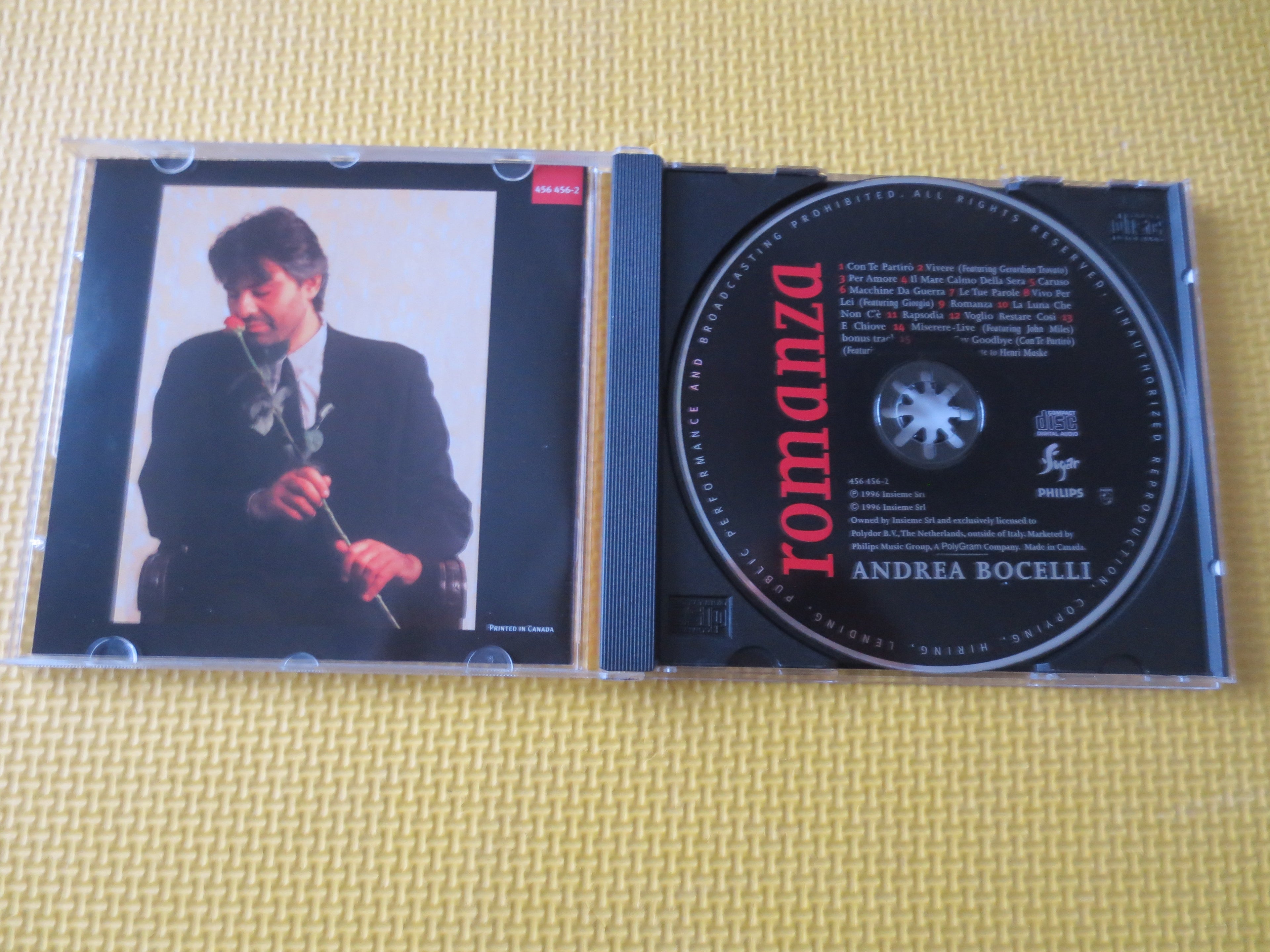 ANDREA BOCELLI, ROMANZA, Andrea Bocelli Cd, Opera Cd, Andrea Bocelli Album, Andrea Bocelli Music, Opera Music, Cd, Compact Discs