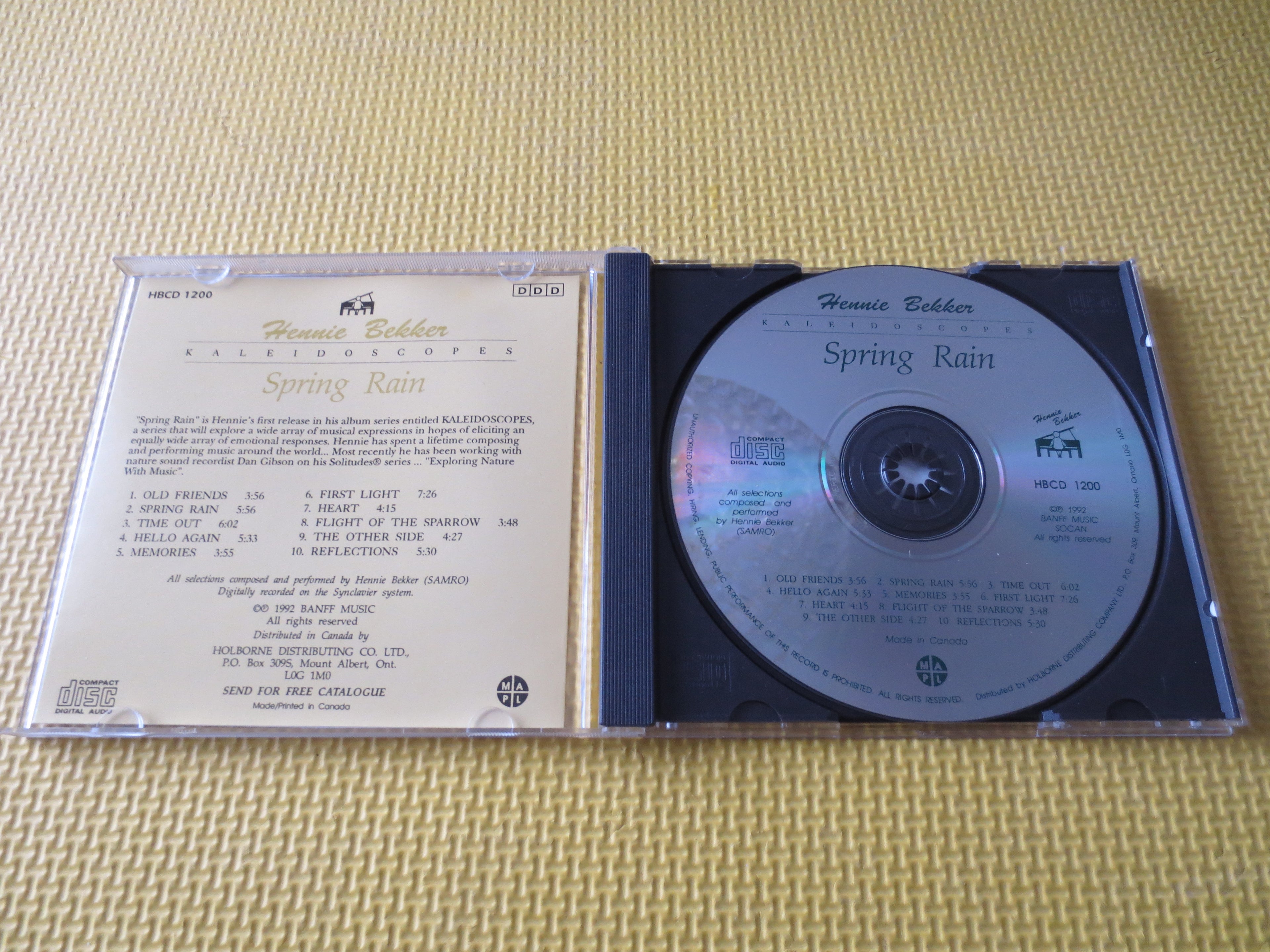 HENNIE BEKKER, Spring Rain, New Age, Jazz Album, 1995 Compact Disc, Vintage Cd