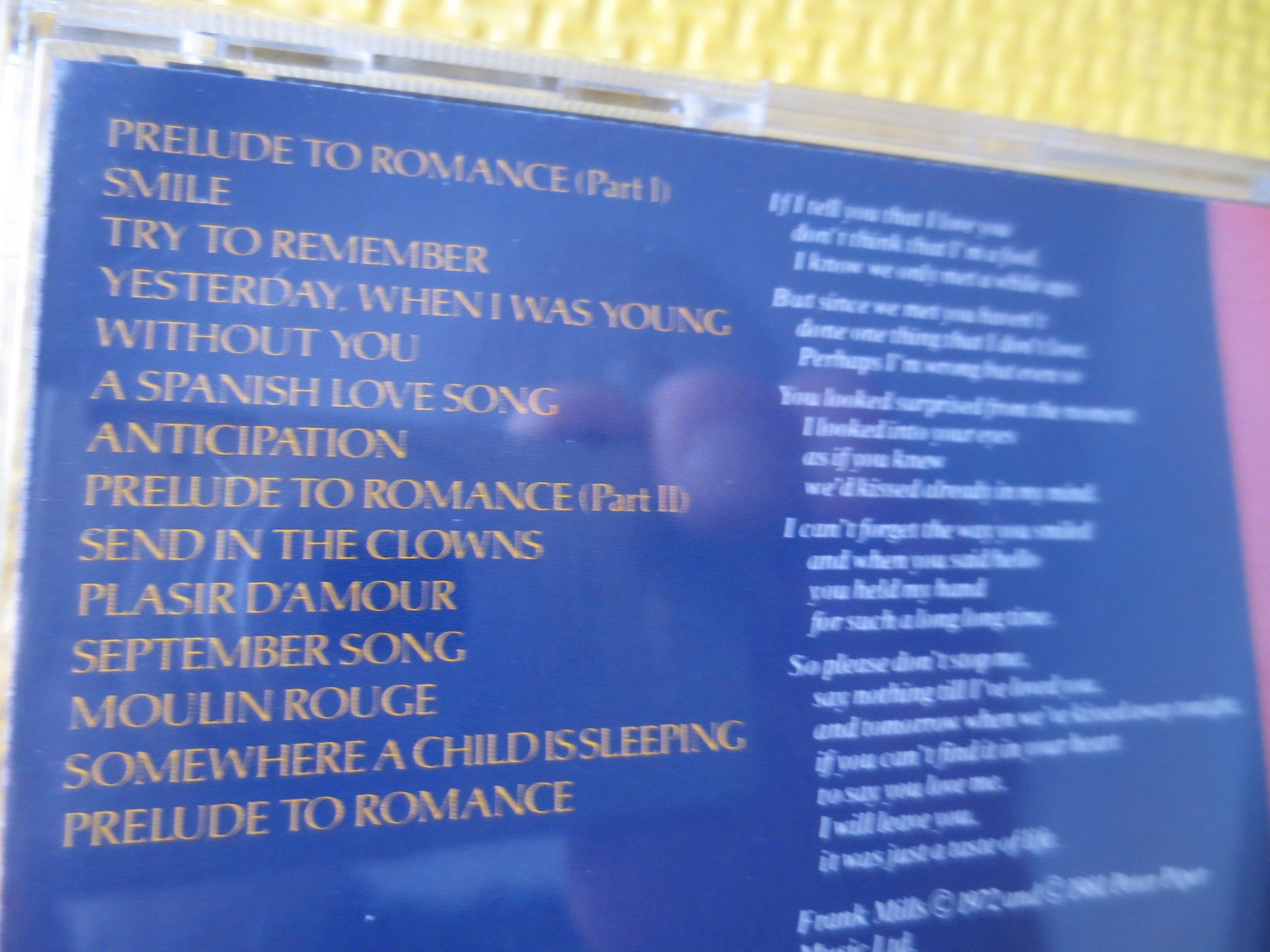 FRANK MILLS, Prelude to Romance, 1990 Compact Disc, Vintage Cd