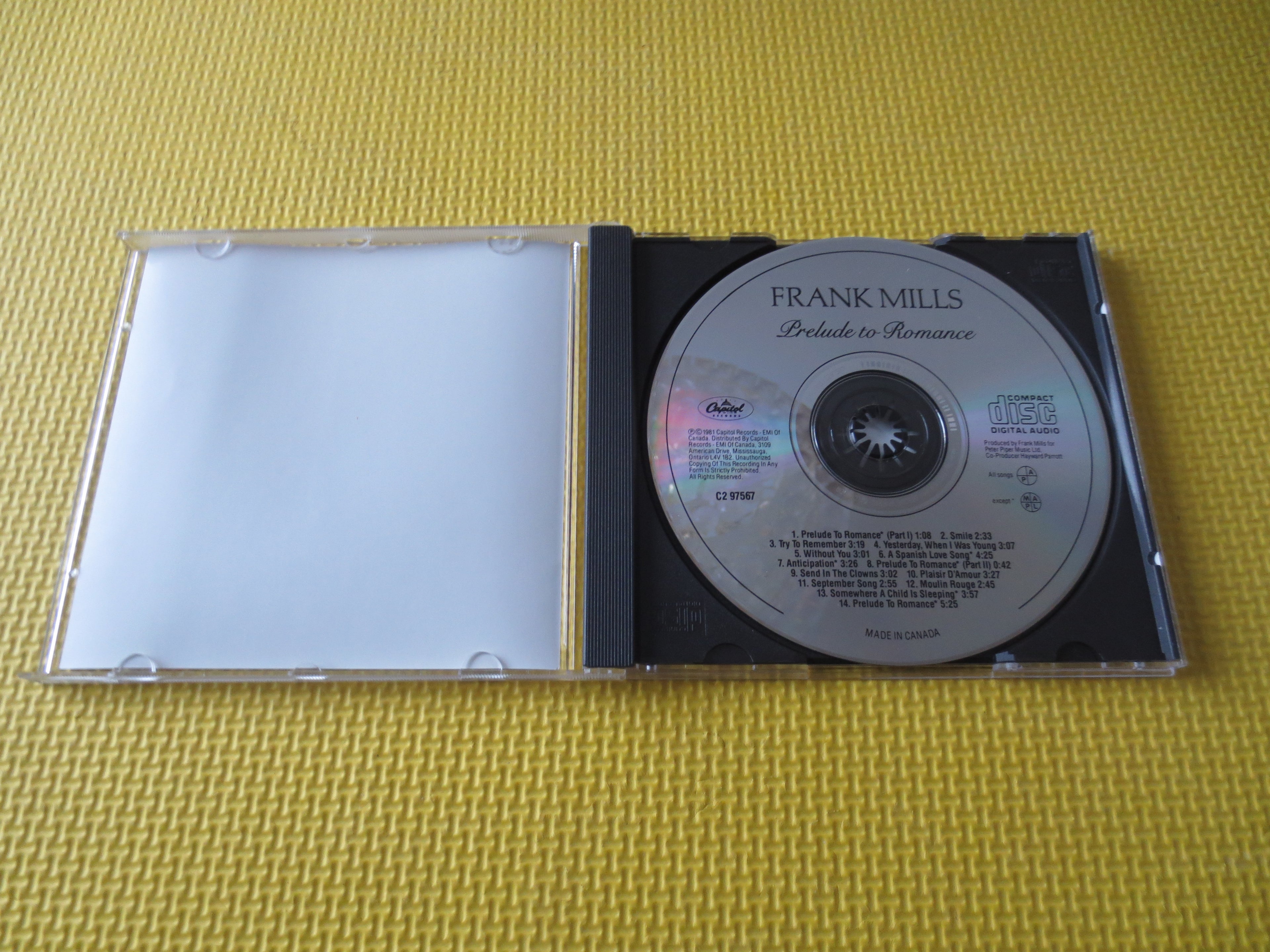 FRANK MILLS, Prelude to Romance, 1990 Compact Disc, Vintage Cd