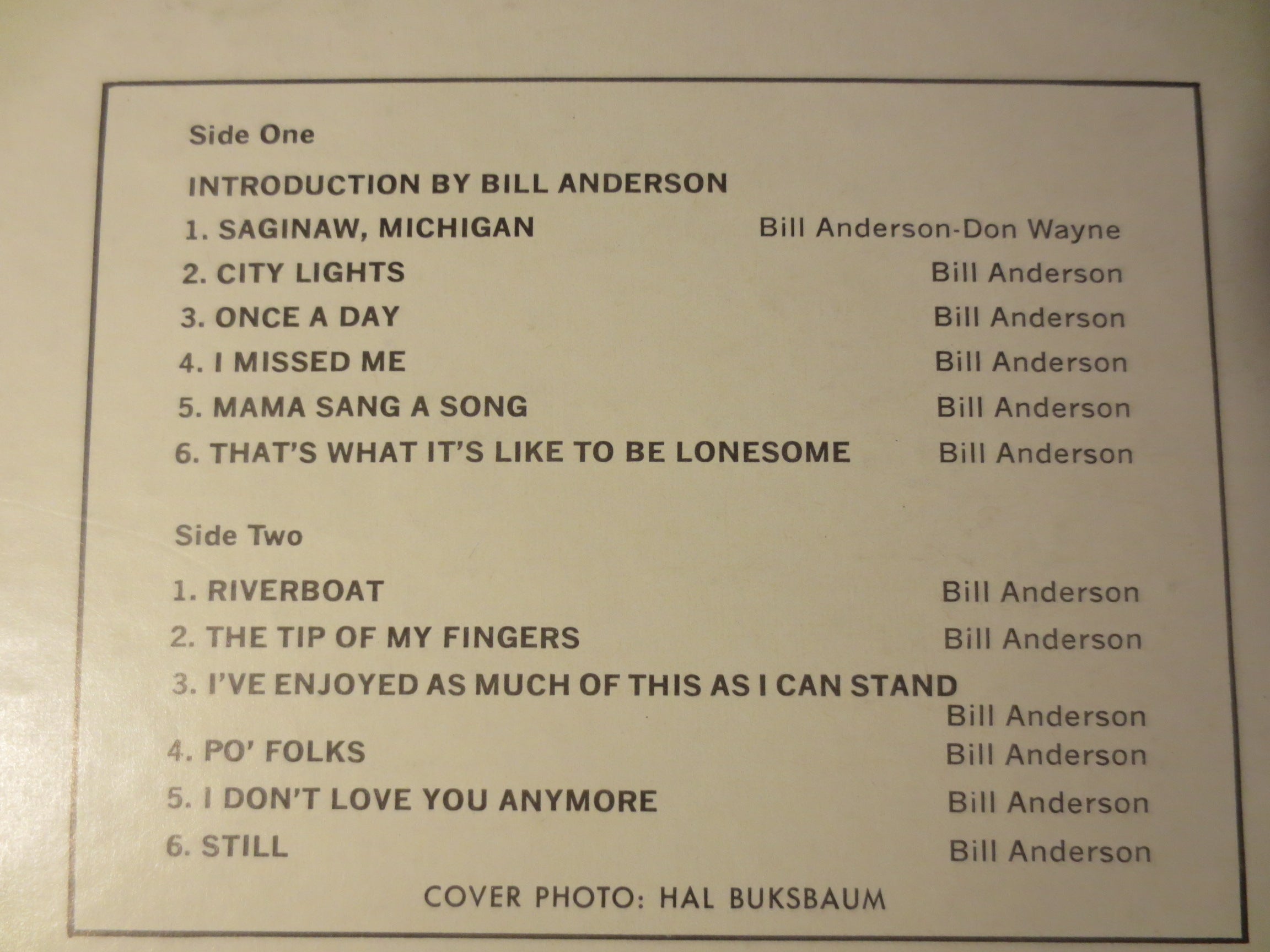 Bill Anderson – From This Pen (1965) Vinyl LP