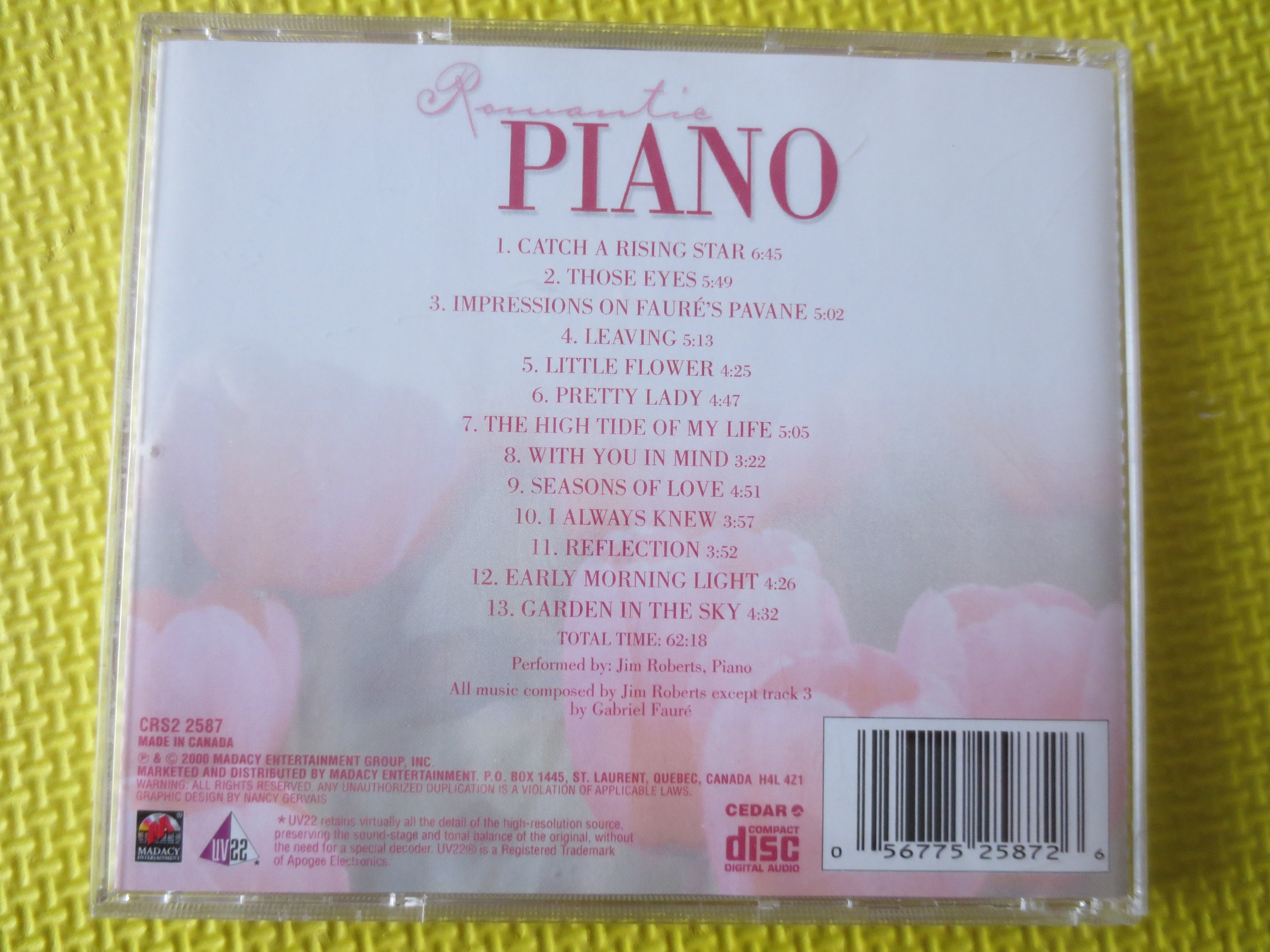 ROMANTIC PIANO, Jim Roberts, 2000 Compact Disc, Vintage Cd