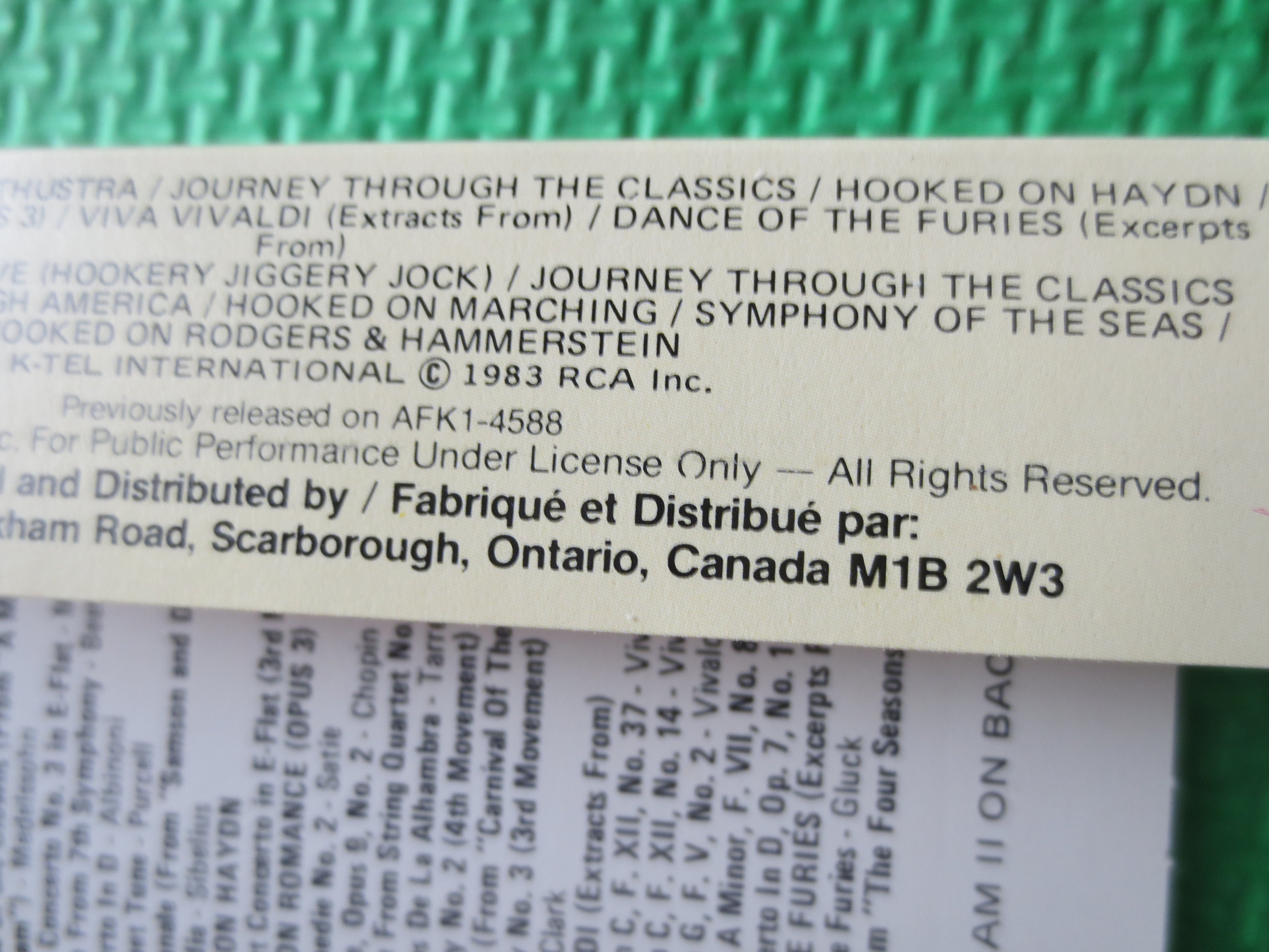 Hooked on Classics III (1983) Cassette
