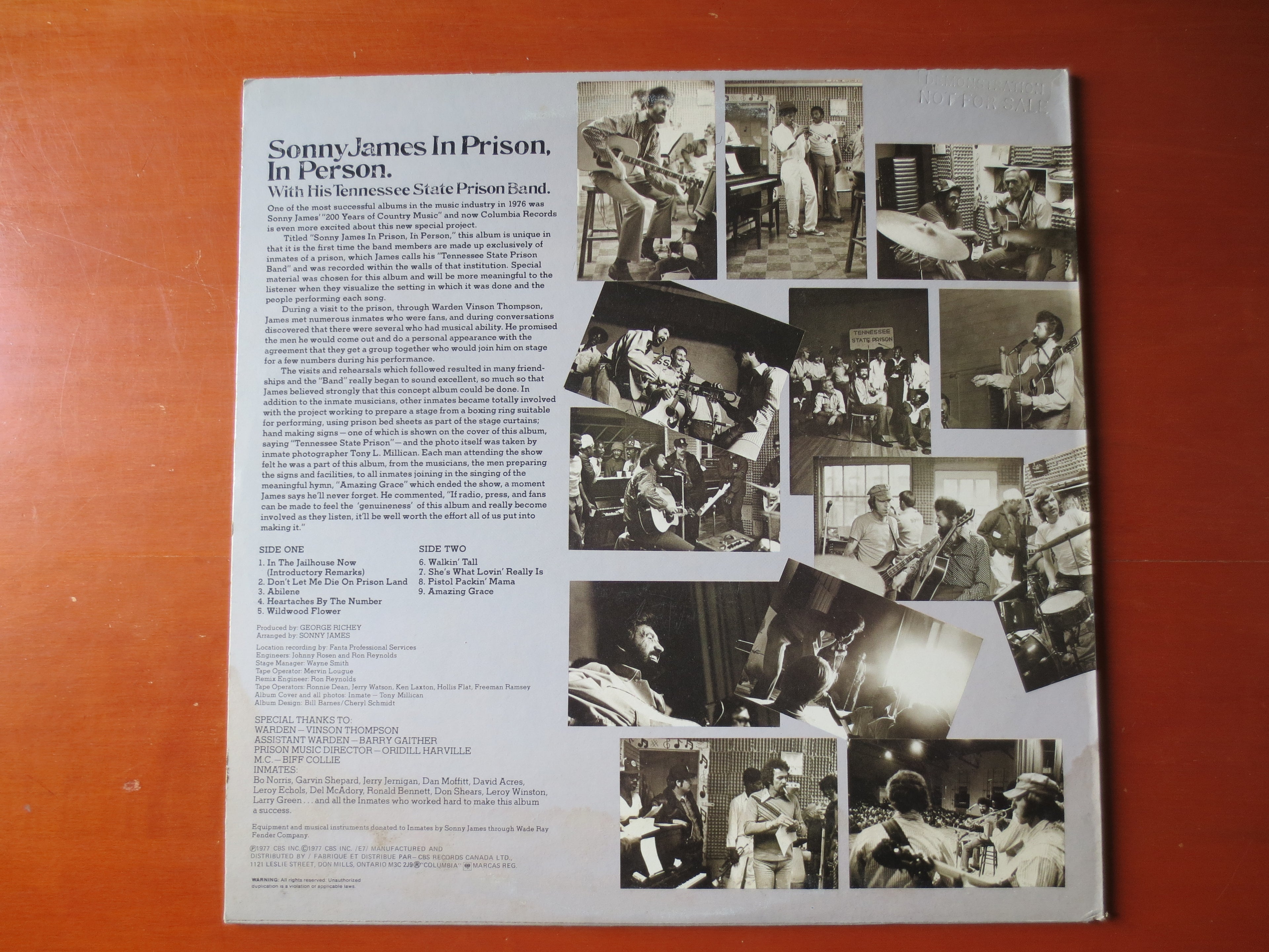 Sonny James – In Prison, In Person (1977) Vinyl LP